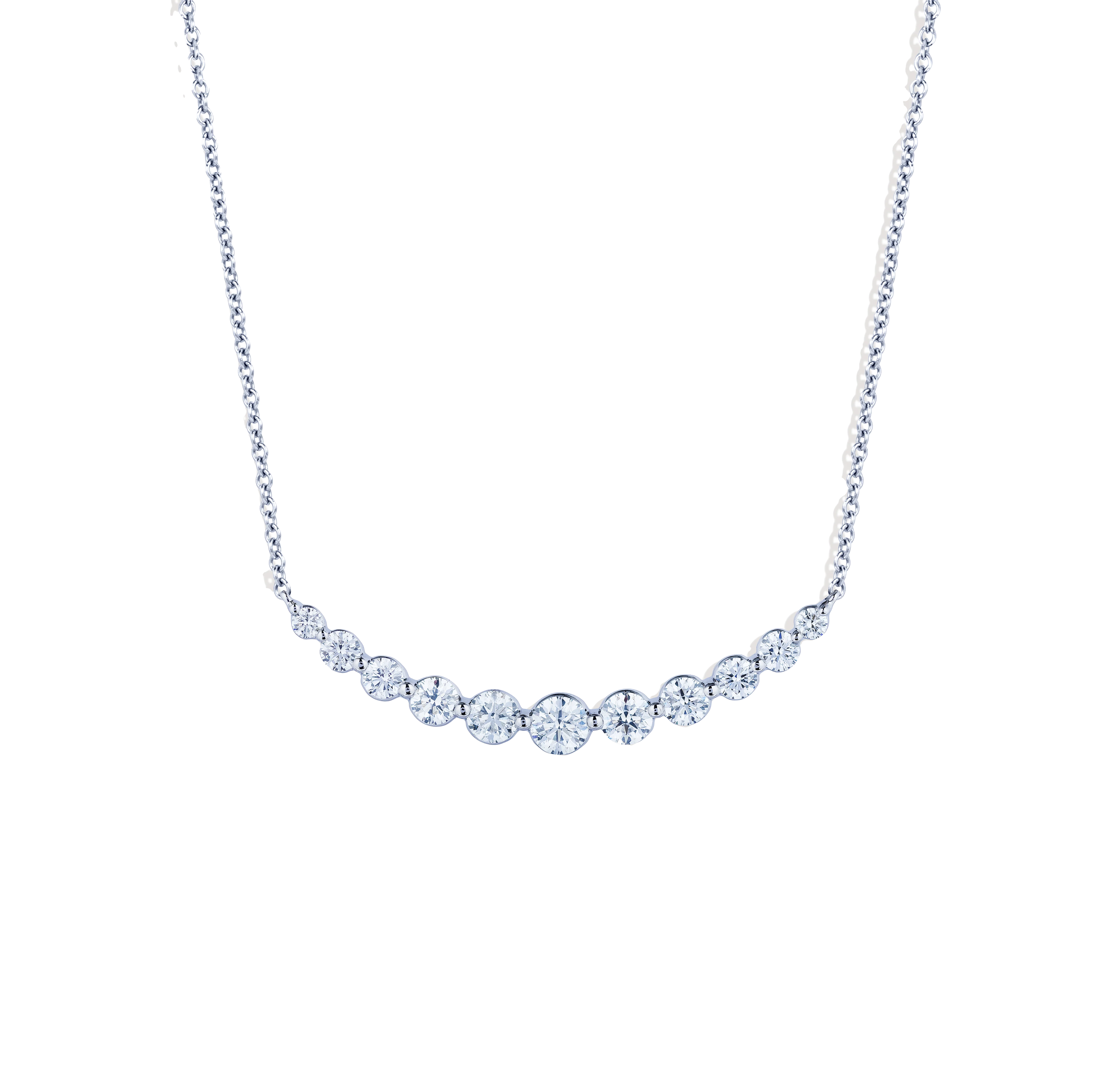 Sabel Collection White Gold Smiley Bar Necklace with Diamonds