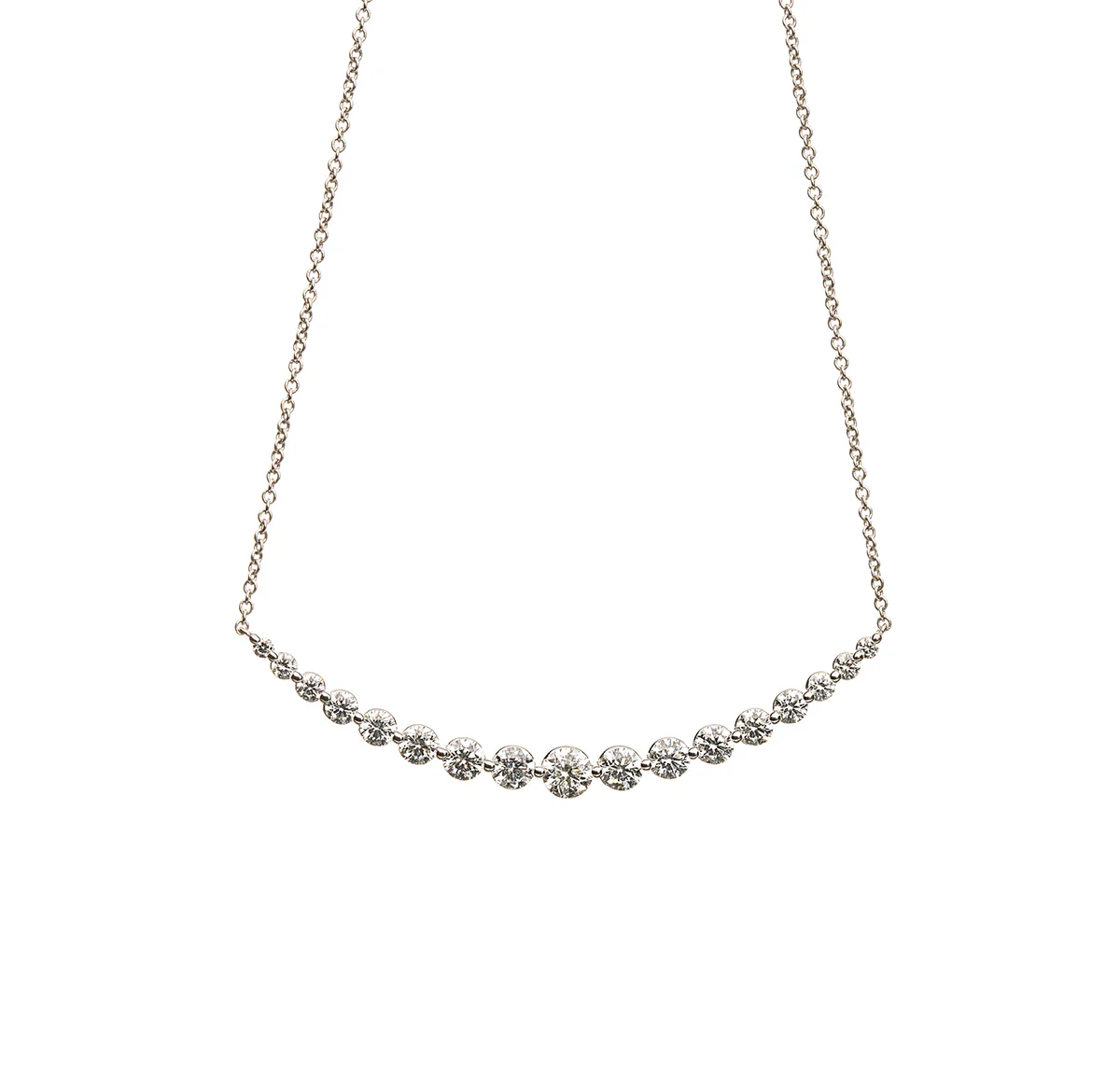 Sabel Collection White Gold Smiley Diamond Bar Necklace