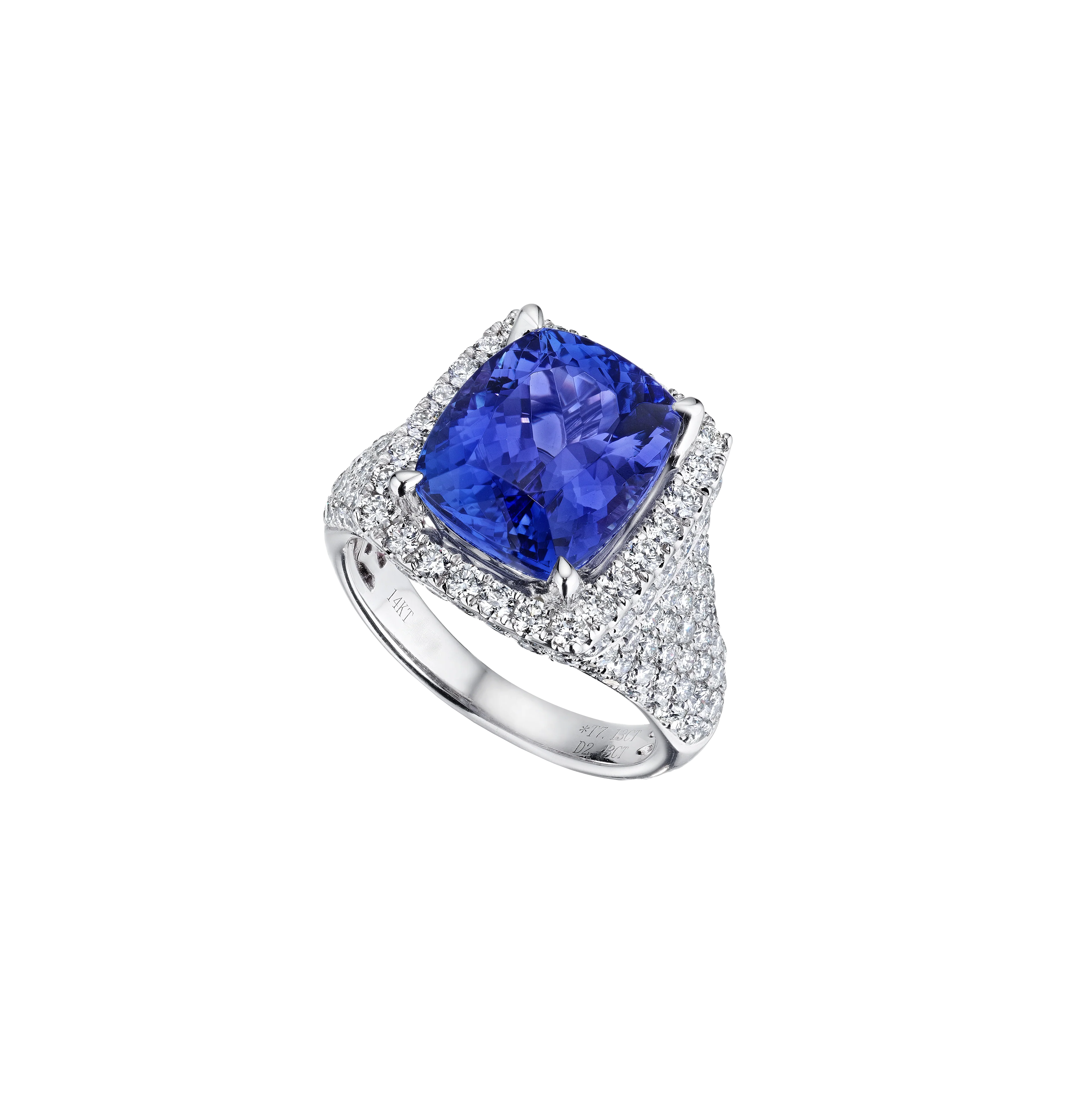 Sabel Collection White Gold Tanzanite and Diamond Cluster Ring