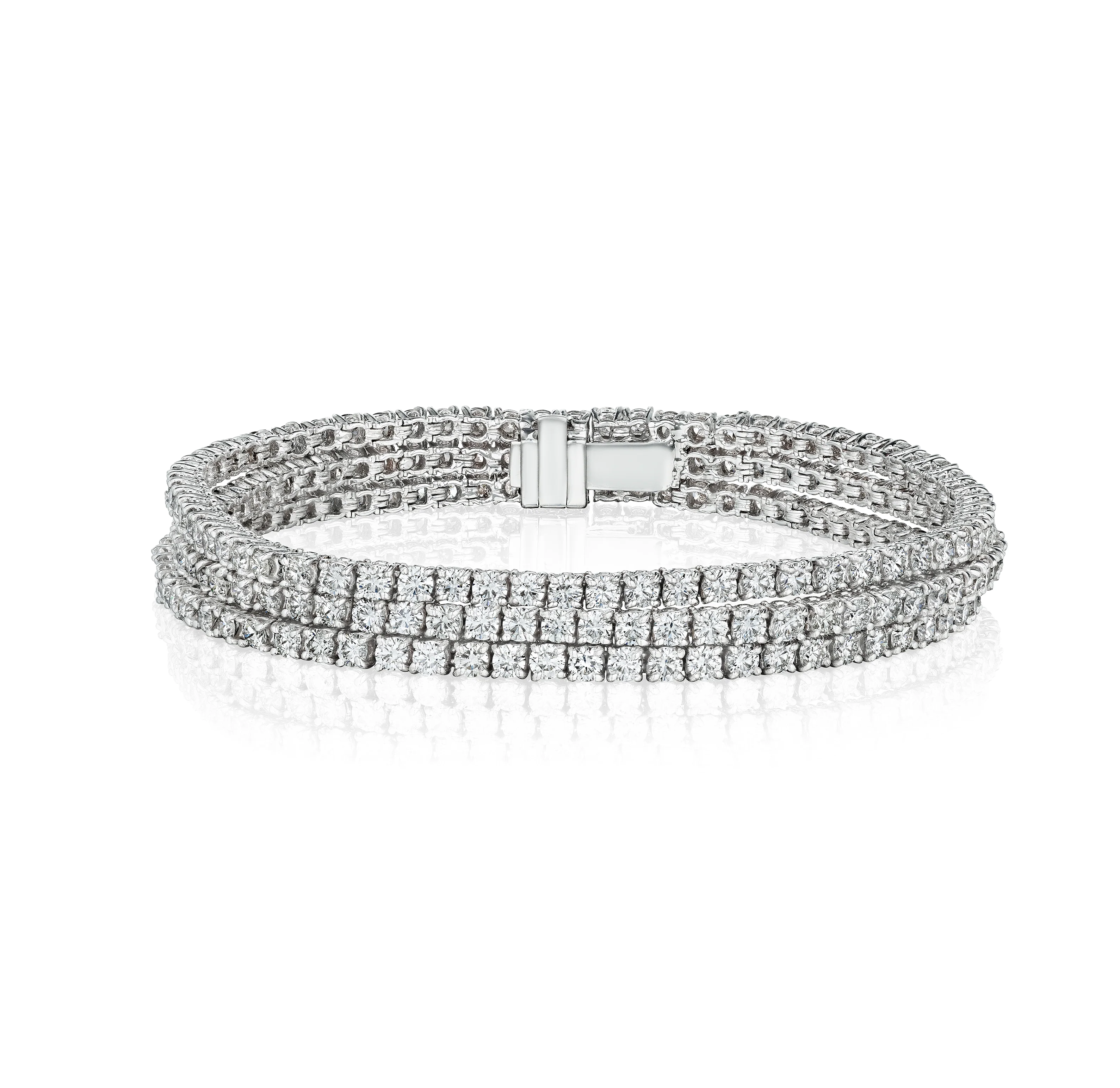 Sabel Collection White Gold Three Row Diamond Bracelet