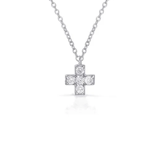 Sabel Collection White Gold Tiny Diamond Cross Pendant