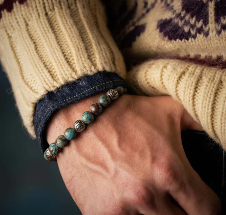 William Henry Seaside Blue Lace Agate Beaded Bracelet - Image 4