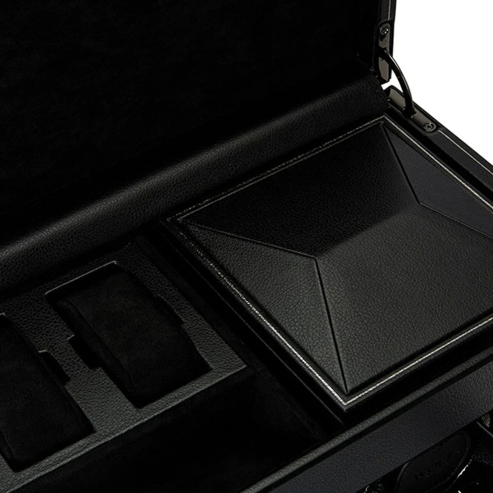 WOLF British Racing Double Watch Winder with Storage in Black - Image 5