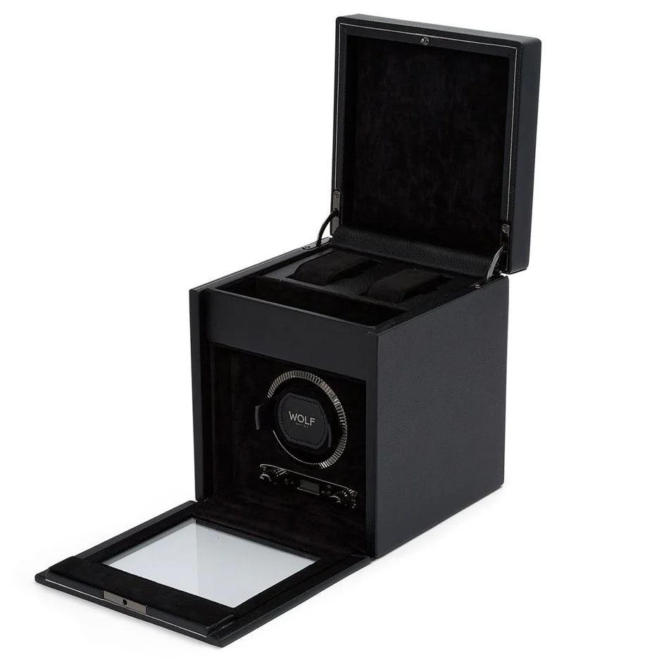 WOLF British Racing Single Watch Winder with Storage in Black - Image 3