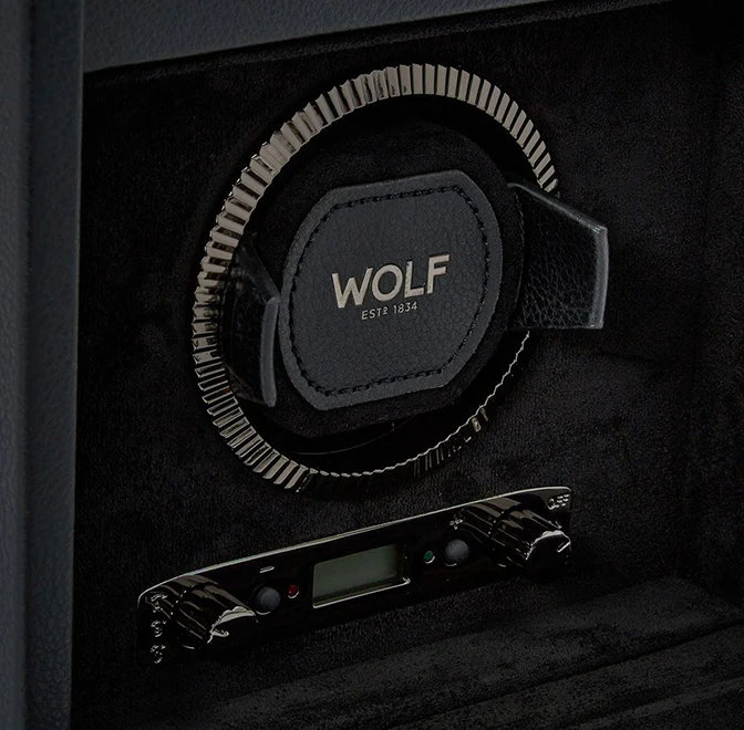 WOLF British Racing Single Watch Winder with Storage in Black - Image 5