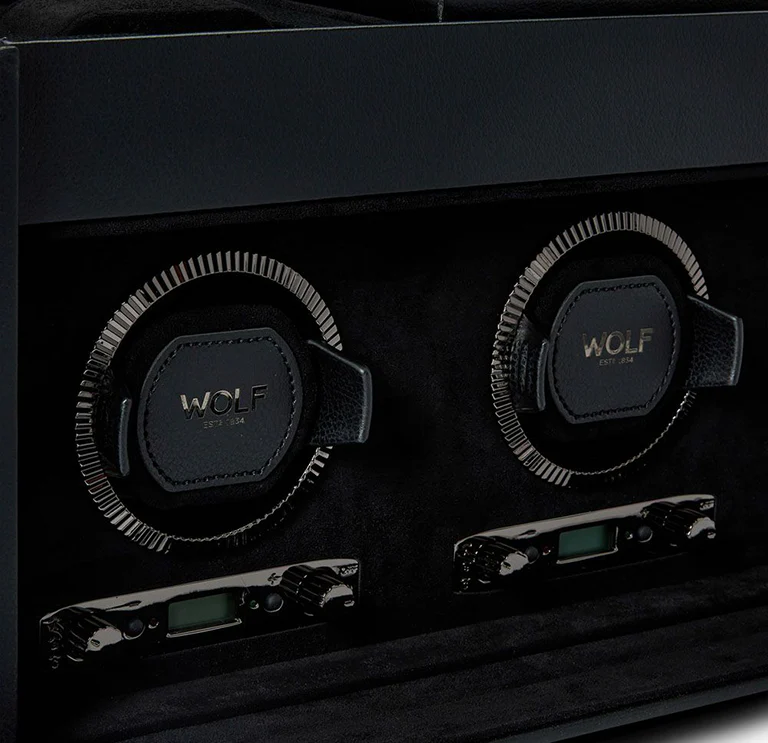 WOLF British Racing Triple Watch Winder with Storage in Black - Image 4