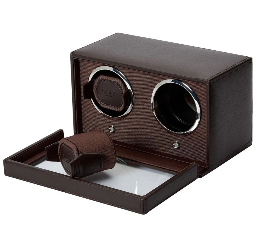 WOLF Cub Double Watch Winder with Cover in Brown - Image 3
