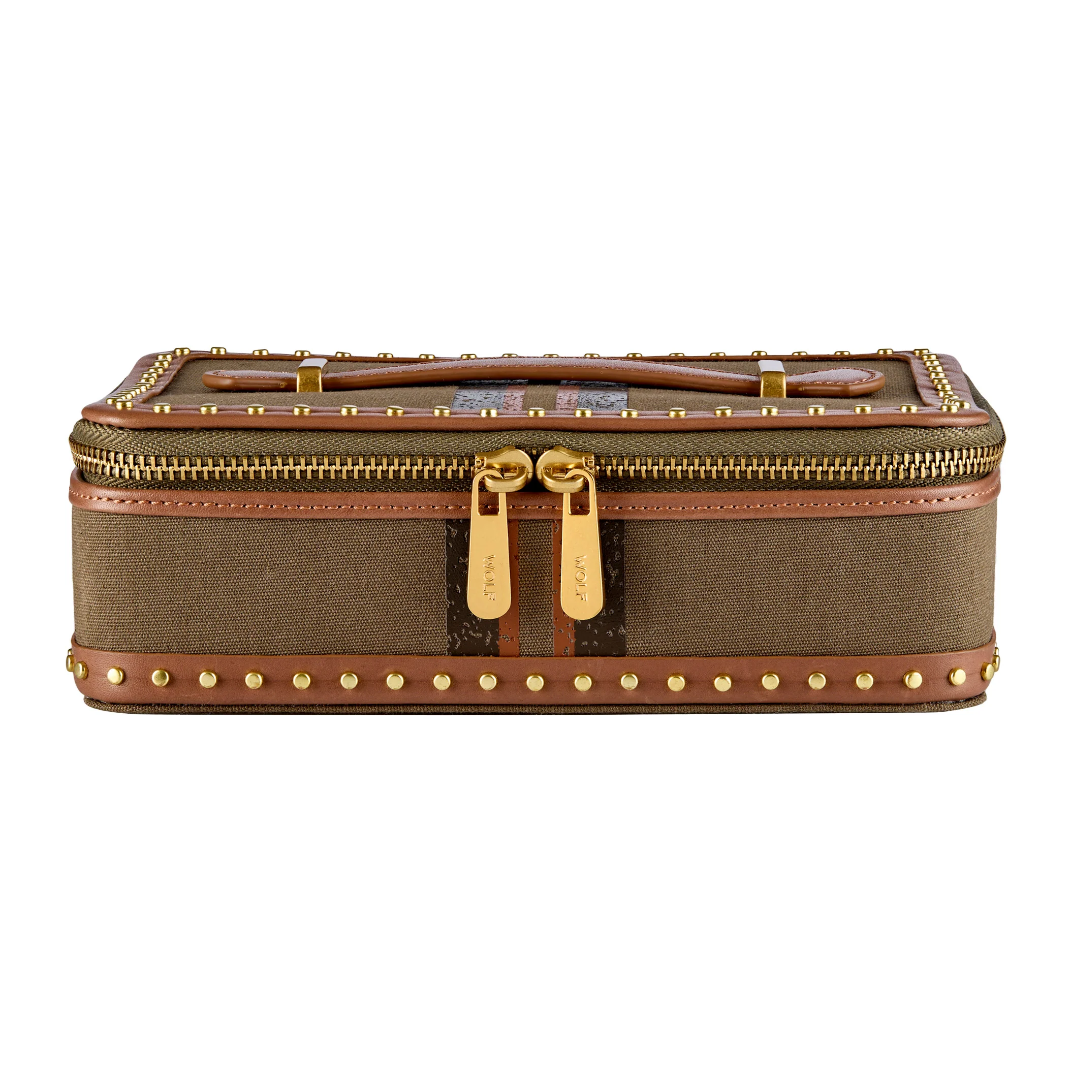 WOLF Ida Travel Zip Jewelry Case in Khaki