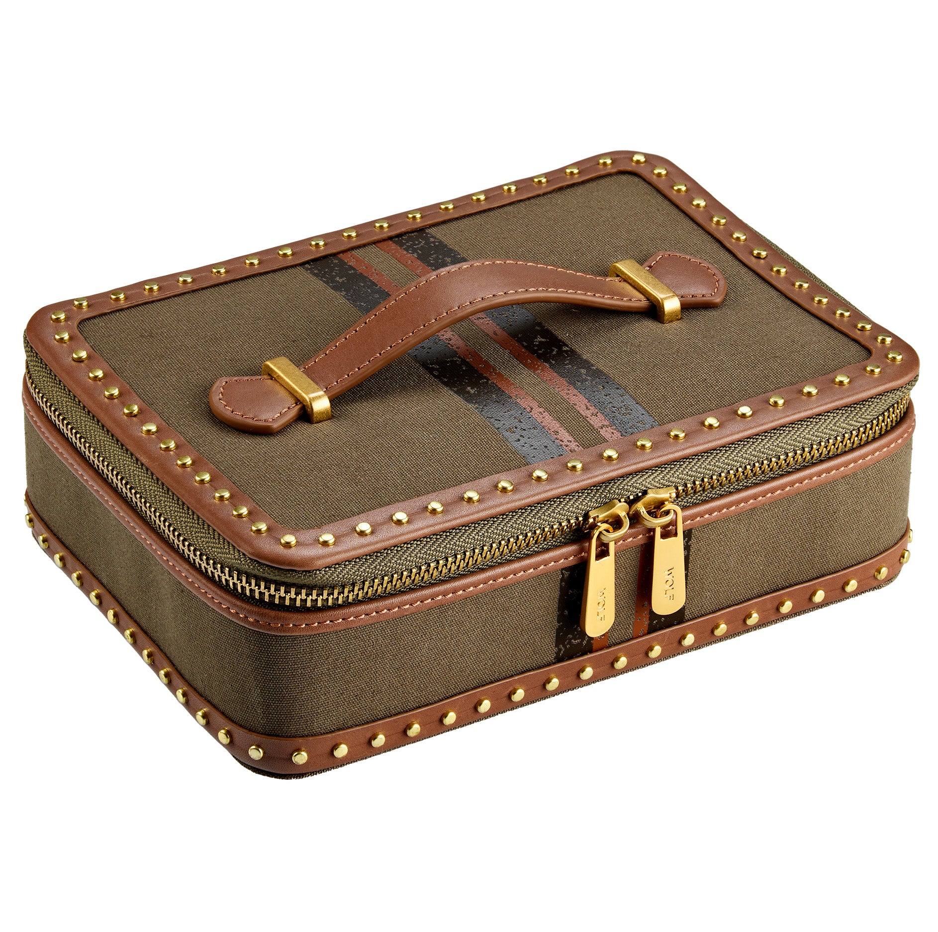 WOLF Ida Travel Zip Jewelry Case in Khaki - Image 2