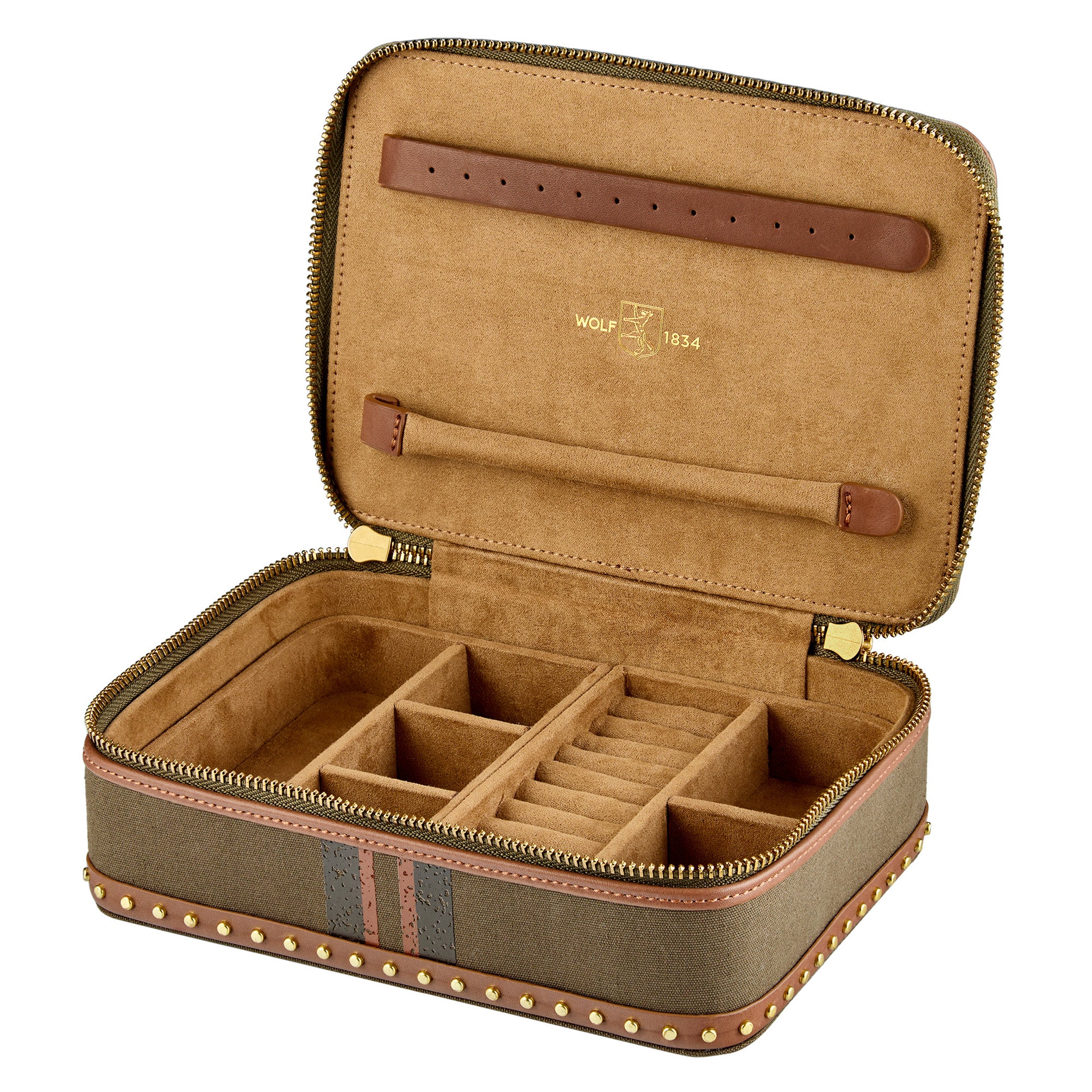 WOLF Ida Travel Zip Jewelry Case in Khaki - Image 3