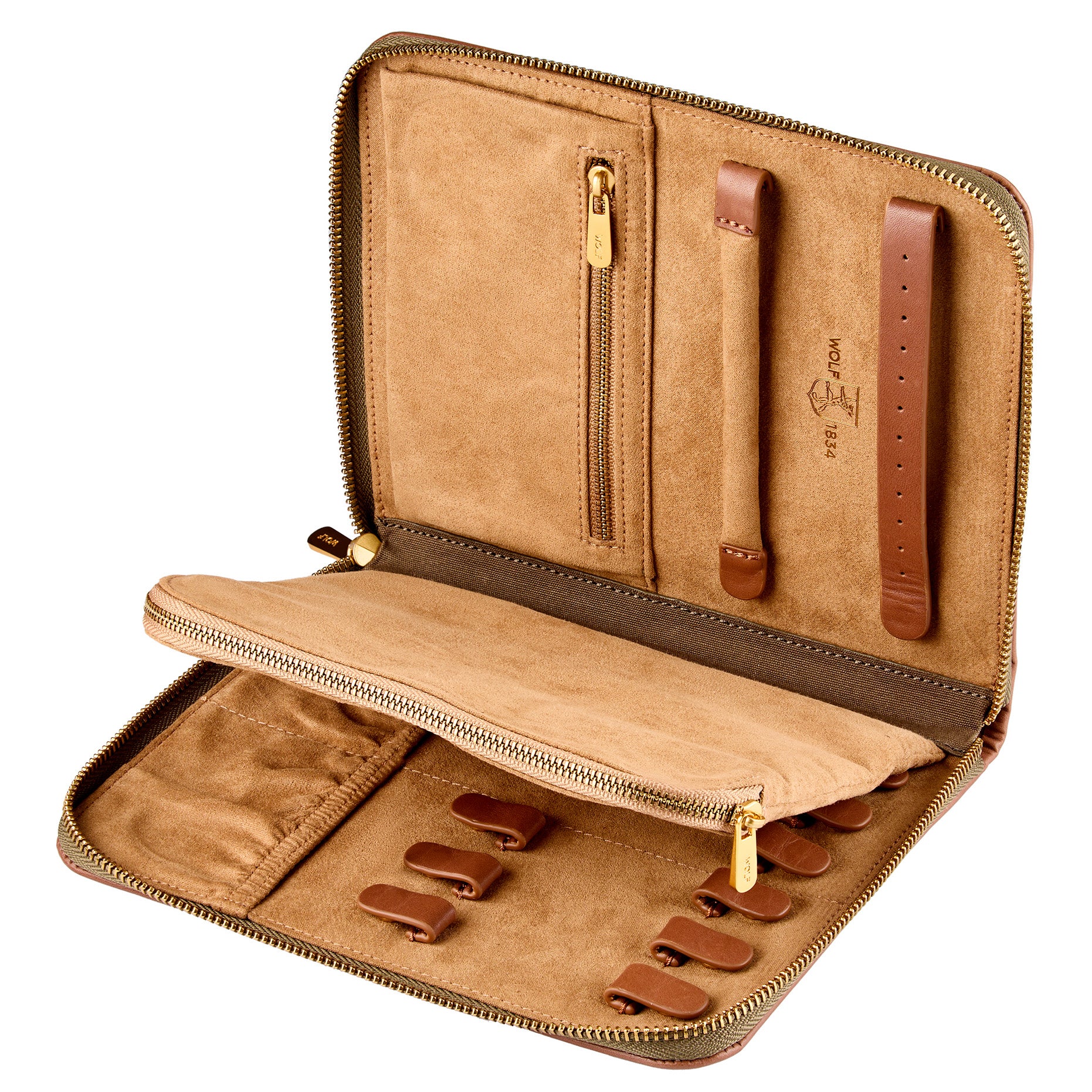 WOLF Ida Travel Zip Jewelry Portfolio in Khaki - Image 3