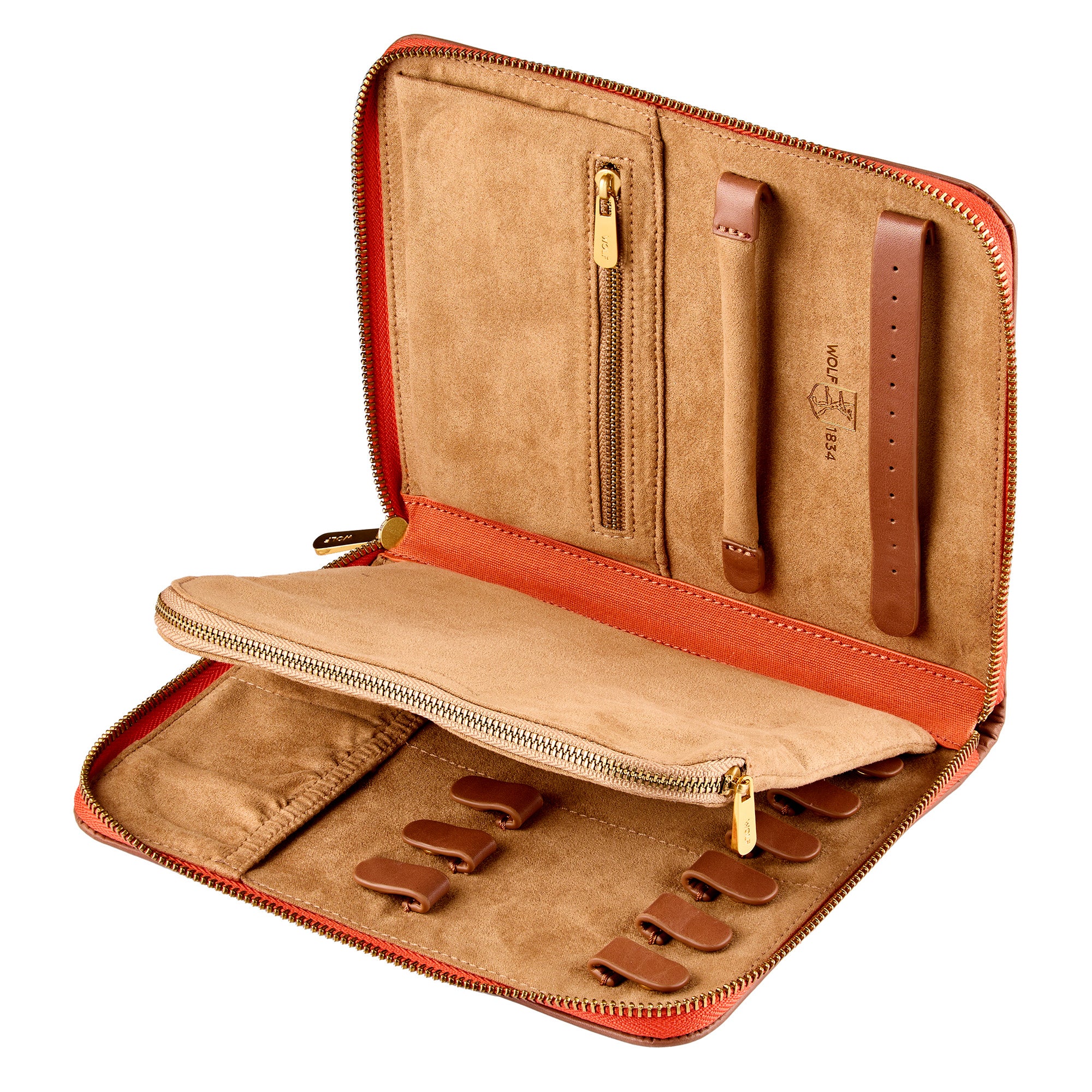 WOLF Ida Travel Zip Jewelry Portfolio in Orange - Image 3