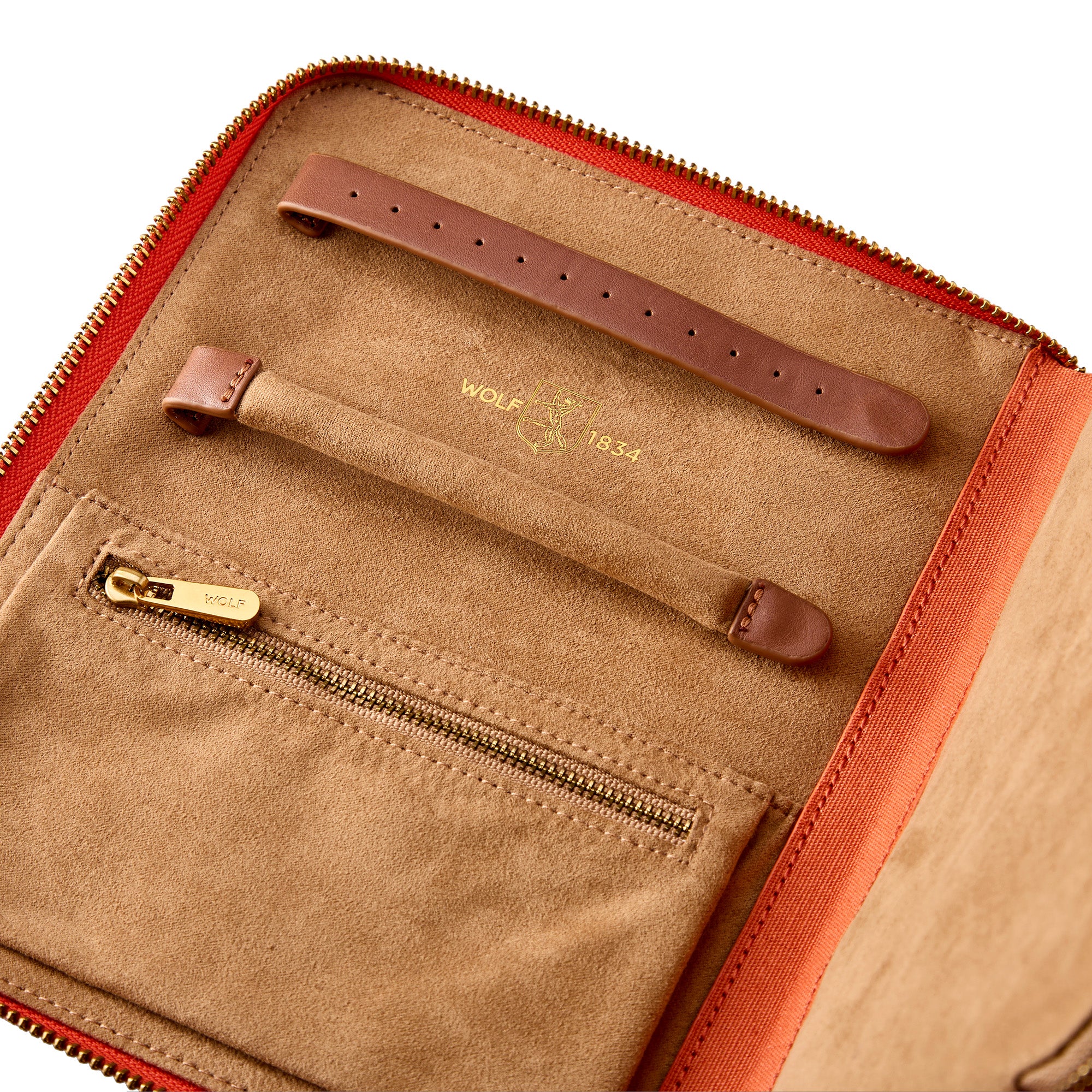 WOLF Ida Travel Zip Jewelry Portfolio in Orange - Image 4