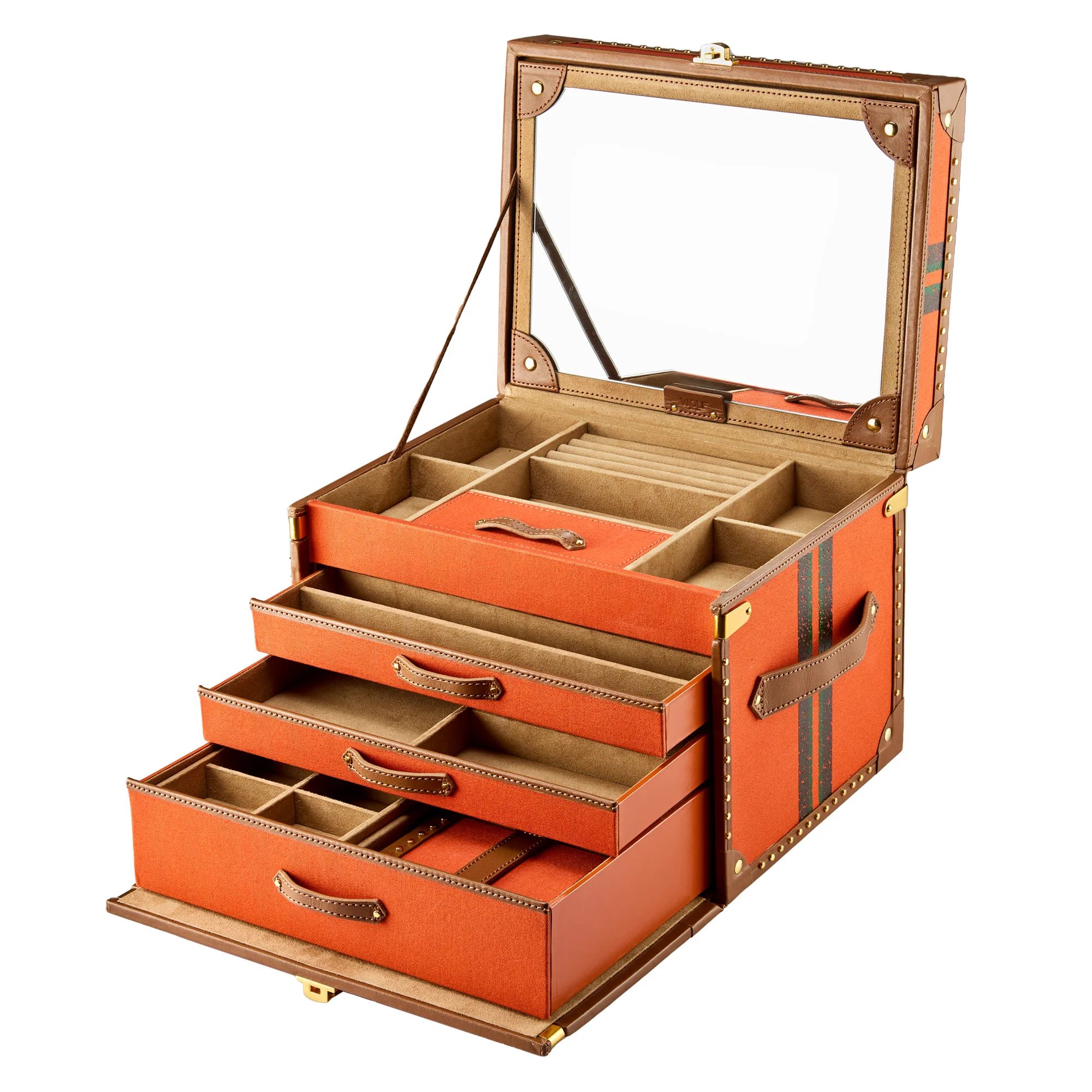 WOLF Ida Trunk Jewelry Box in Orange - Image 4