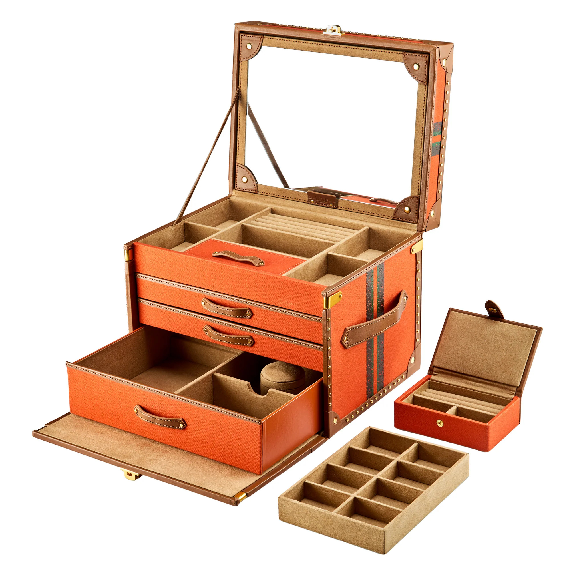 WOLF Ida Trunk Jewelry Box in Orange - Image 5