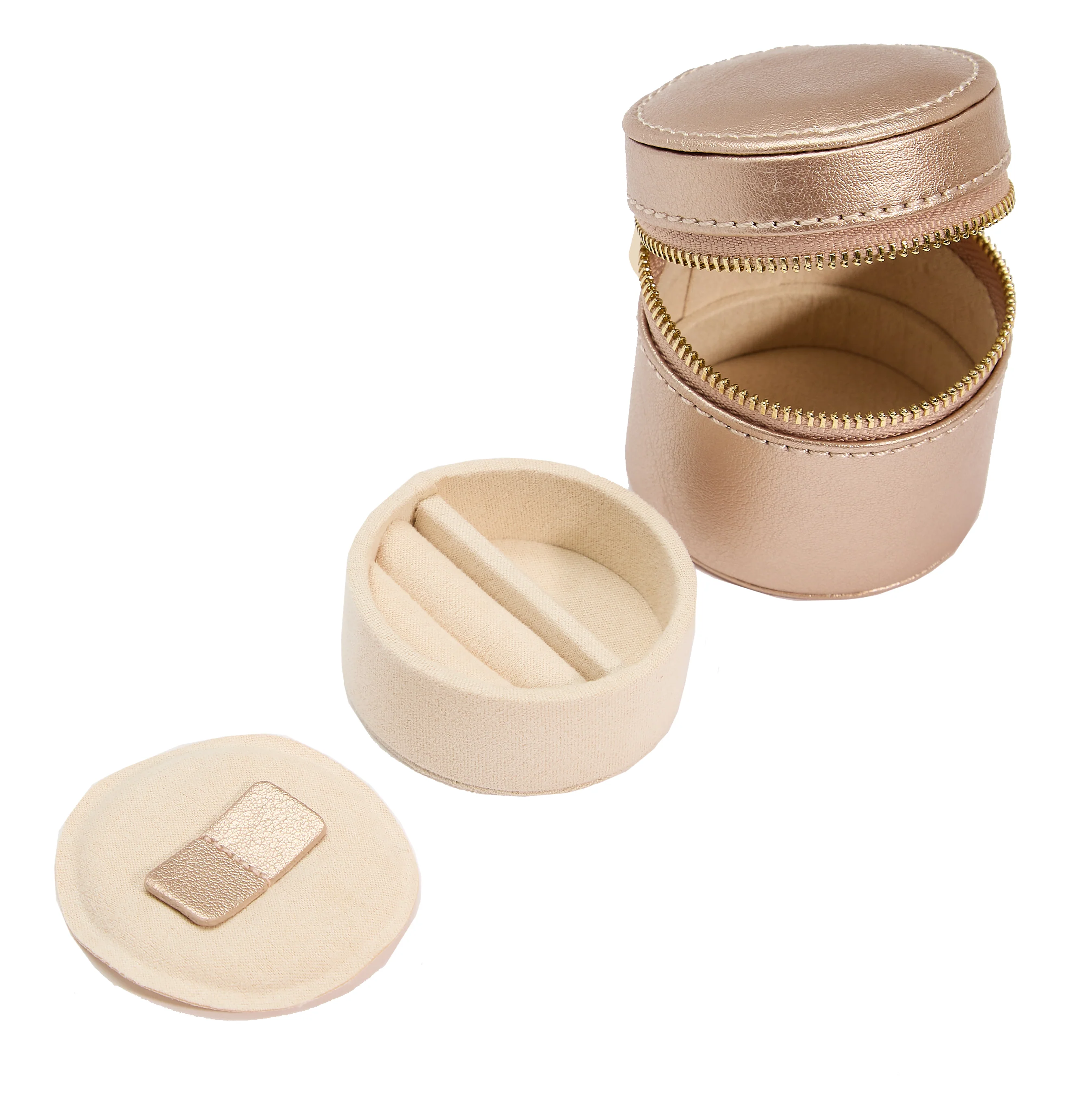 WOLF Palermo Double Watch Roll with Jewelry Pouch in Rose Gold - Image 8