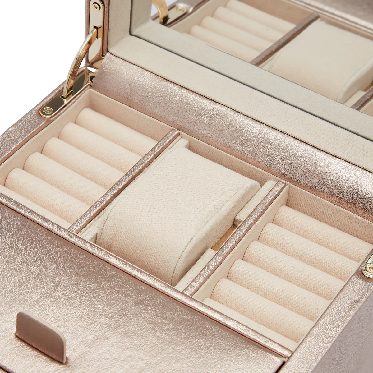 WOLF Palermo Single Watch Winder with Jewelry Storage in Rose Gold - Image 6