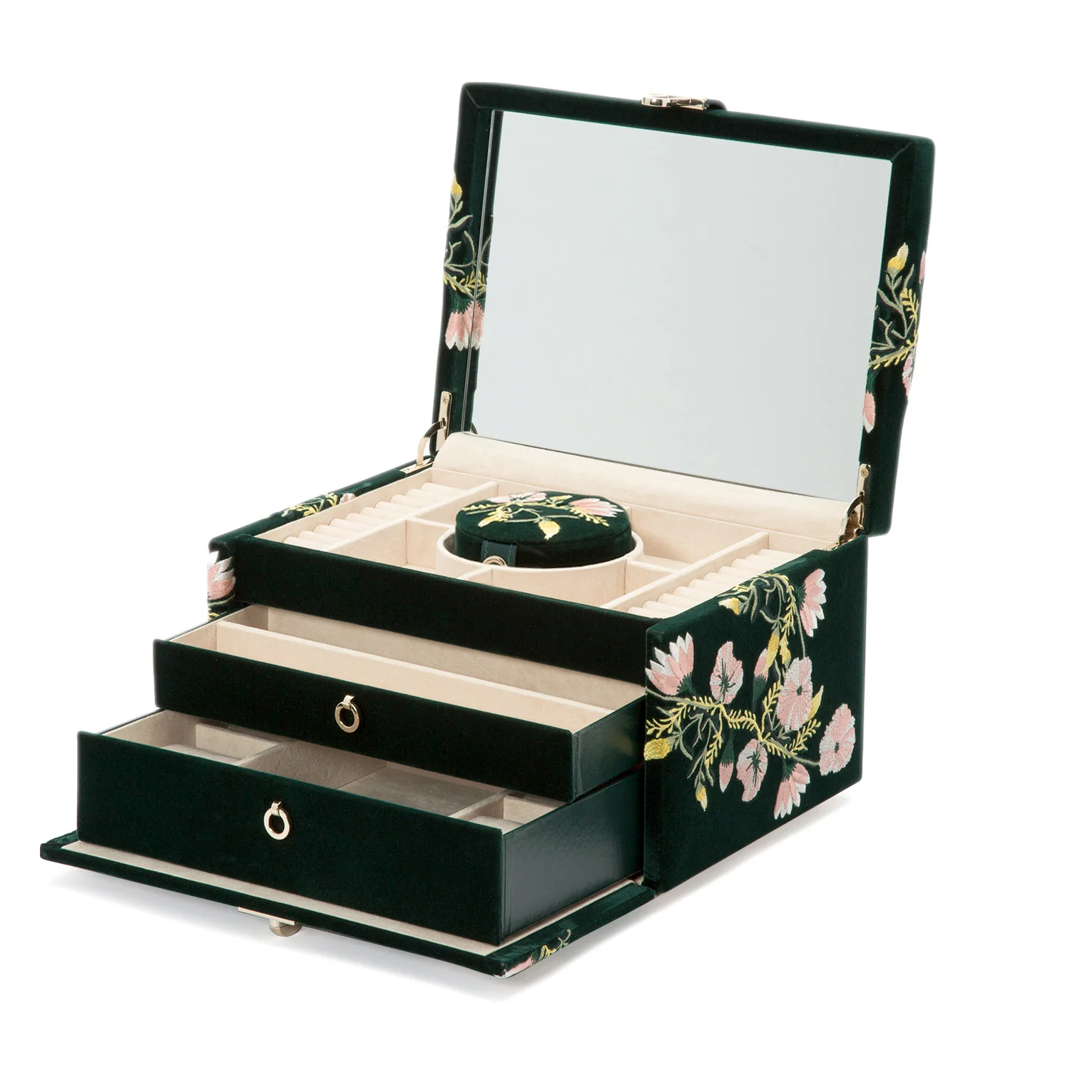 WOLF Zoe Medium Jewelry Box in Forest Green - Image 3