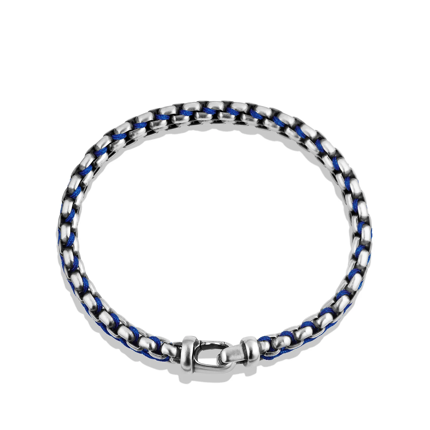 Woven Box Chain Bracelet in Blue, Size Medium - Image 2