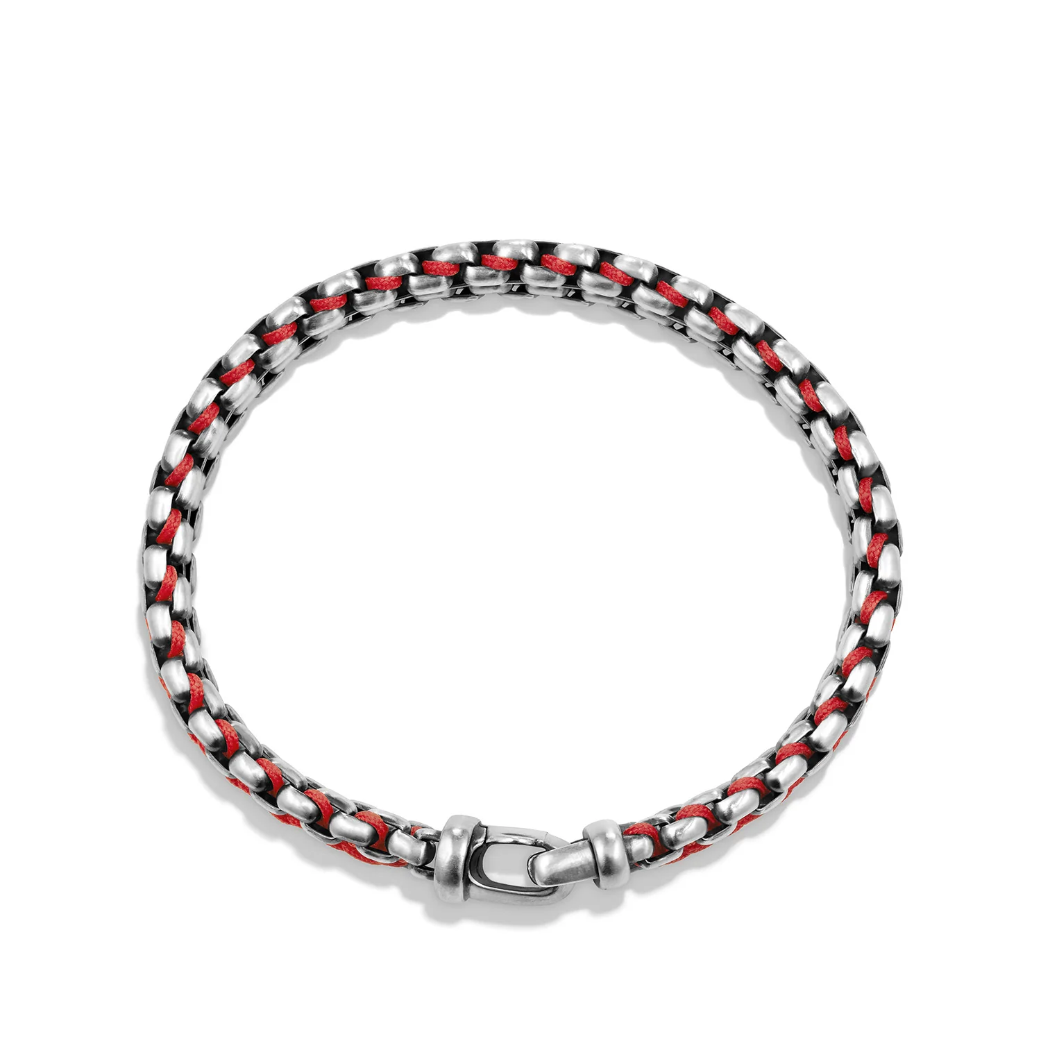 Woven Box Chain Bracelet in Red, Size Medium - Image 2