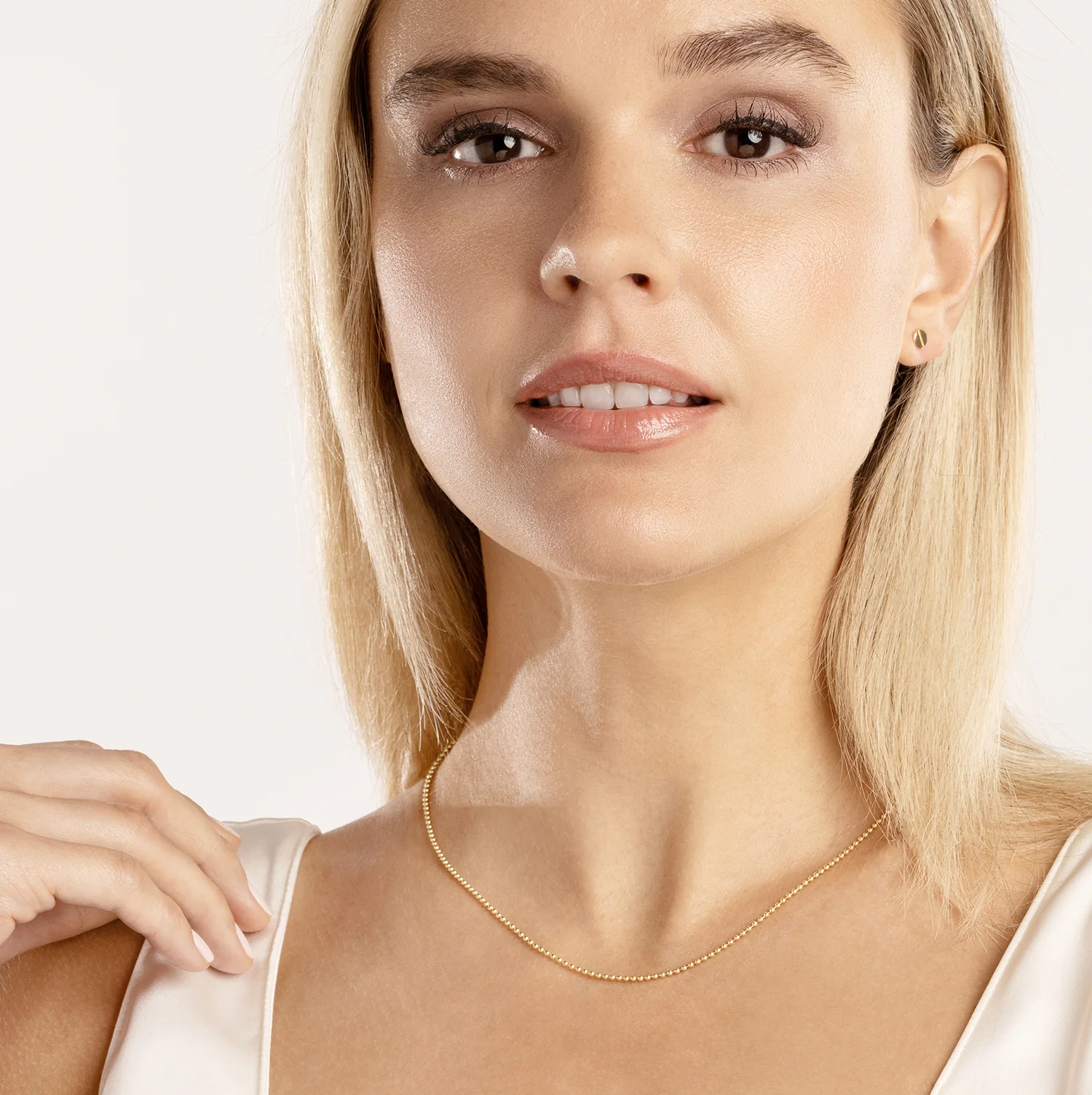 Sabel Collection Yellow Gold 1.5mm Beaded Chain - Image 5