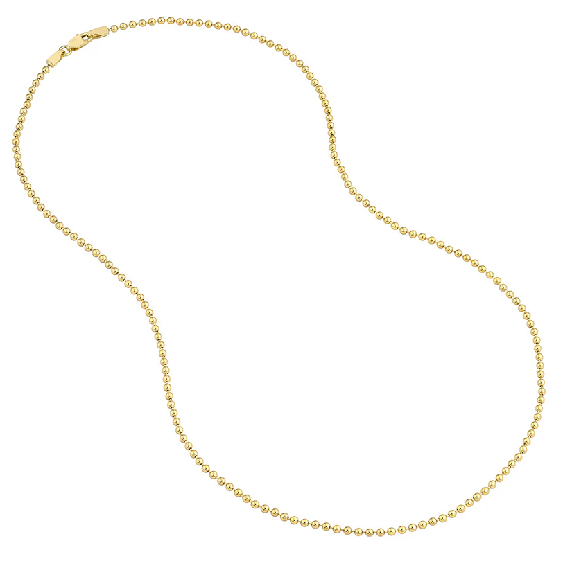Sabel Collection Yellow Gold 2mm Beaded Chain - Image 2