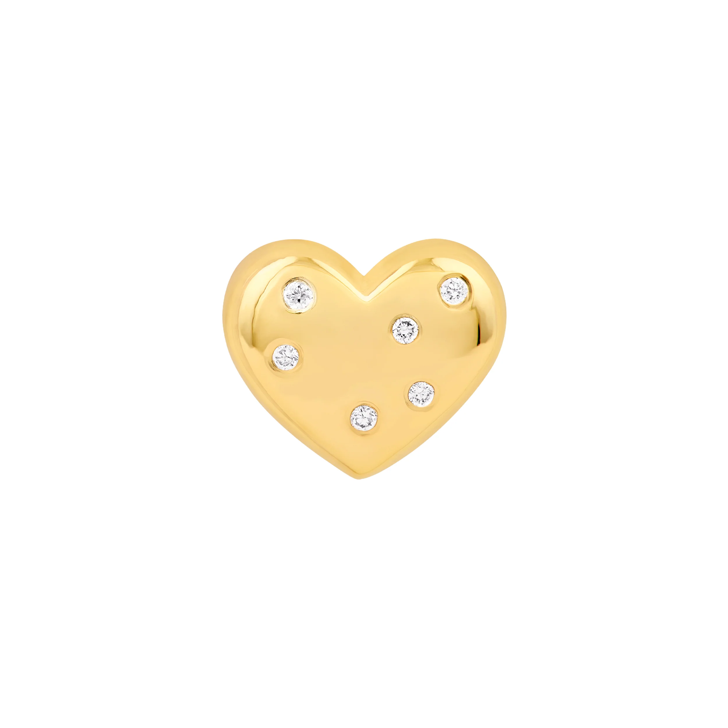 Sabel Collection Yellow Gold 3D Heart Stud Earrings with Diamonds - Image 2
