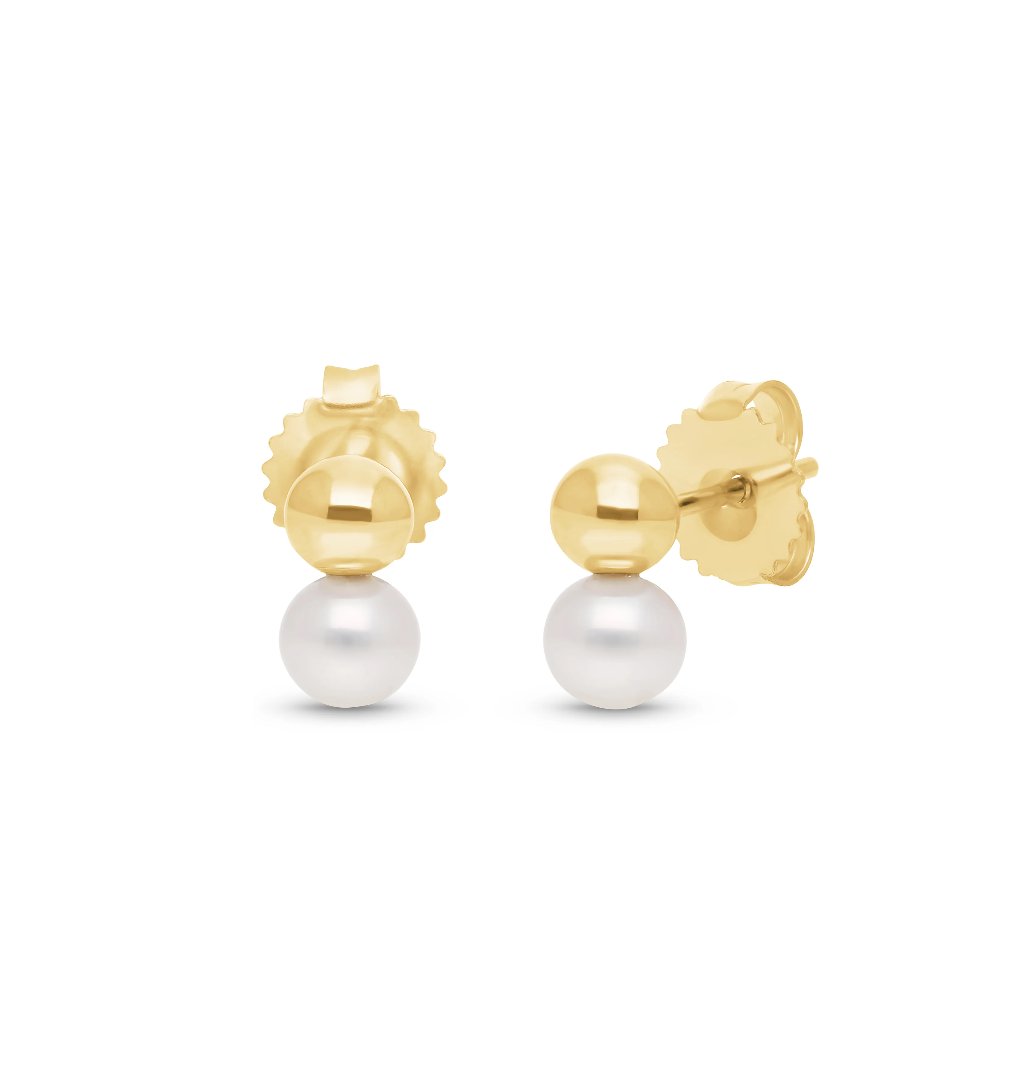 Sabel Collection Yellow Gold Bead and Pearl Drop Earrings