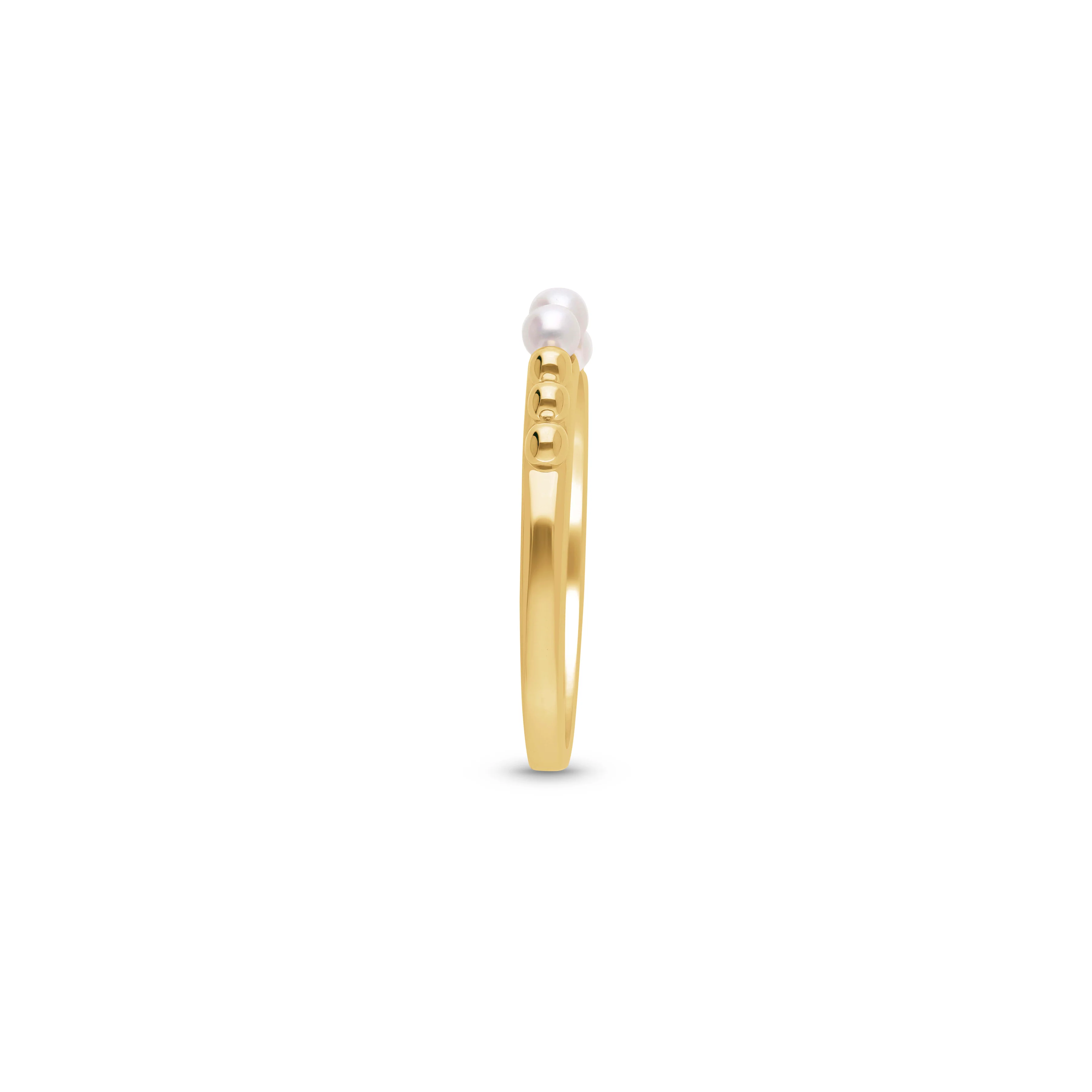 Sabel Collection Yellow Gold Bead and Pearl Ring - Image 3
