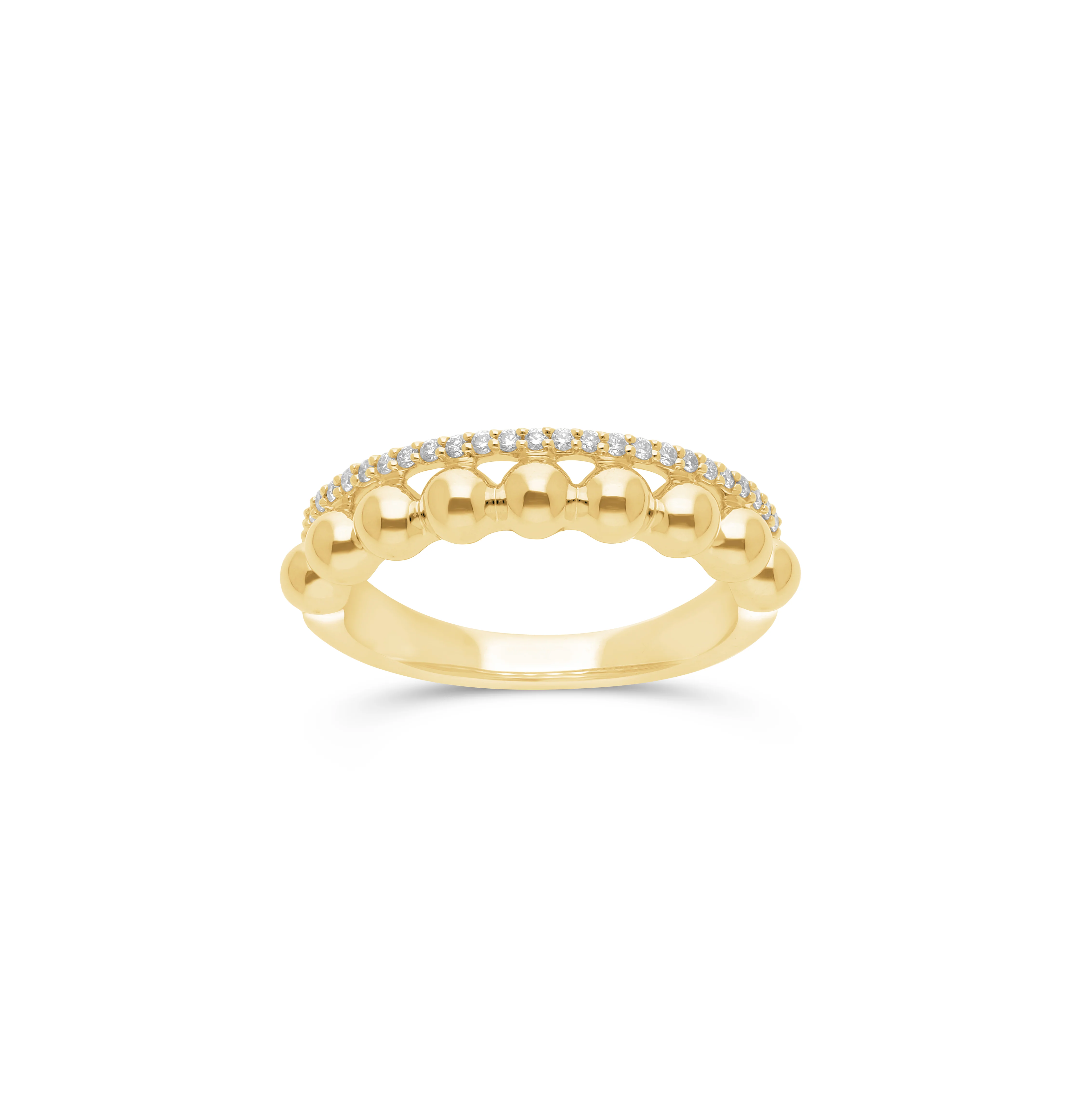 Sabel Collection Yellow Gold Beaded and Diamond Ring