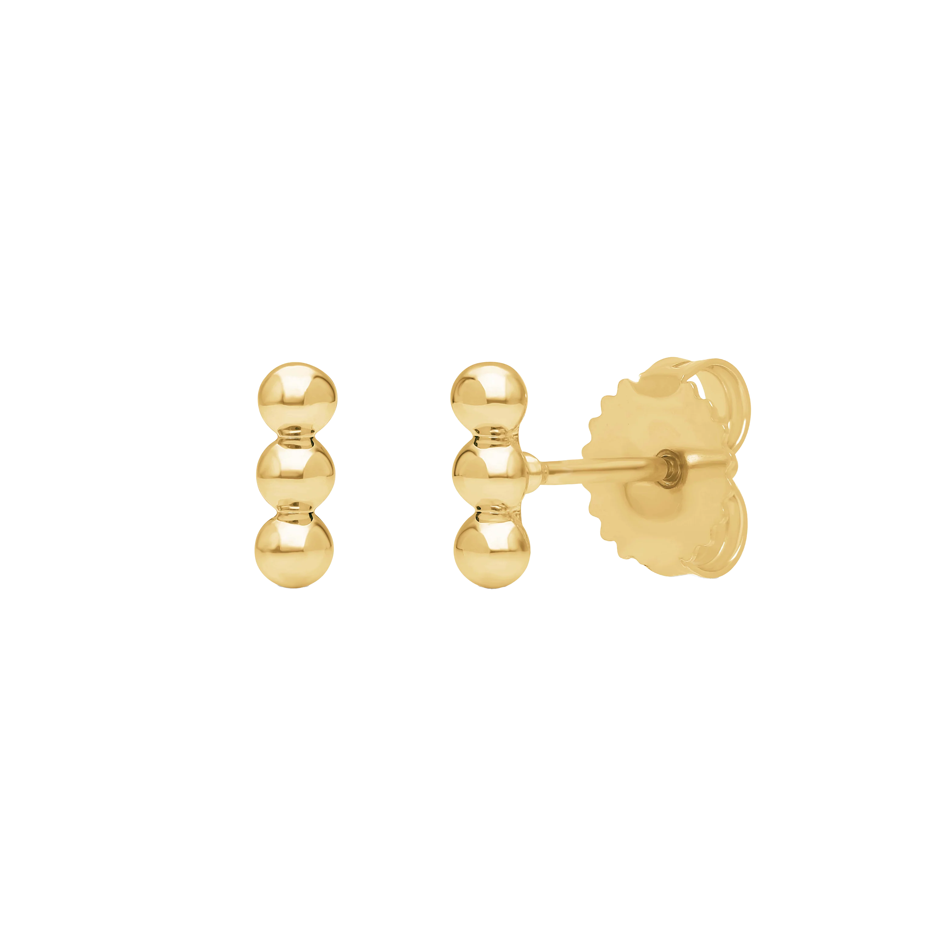 Sabel Collection Yellow Gold Beaded Bar Stud Earrings
