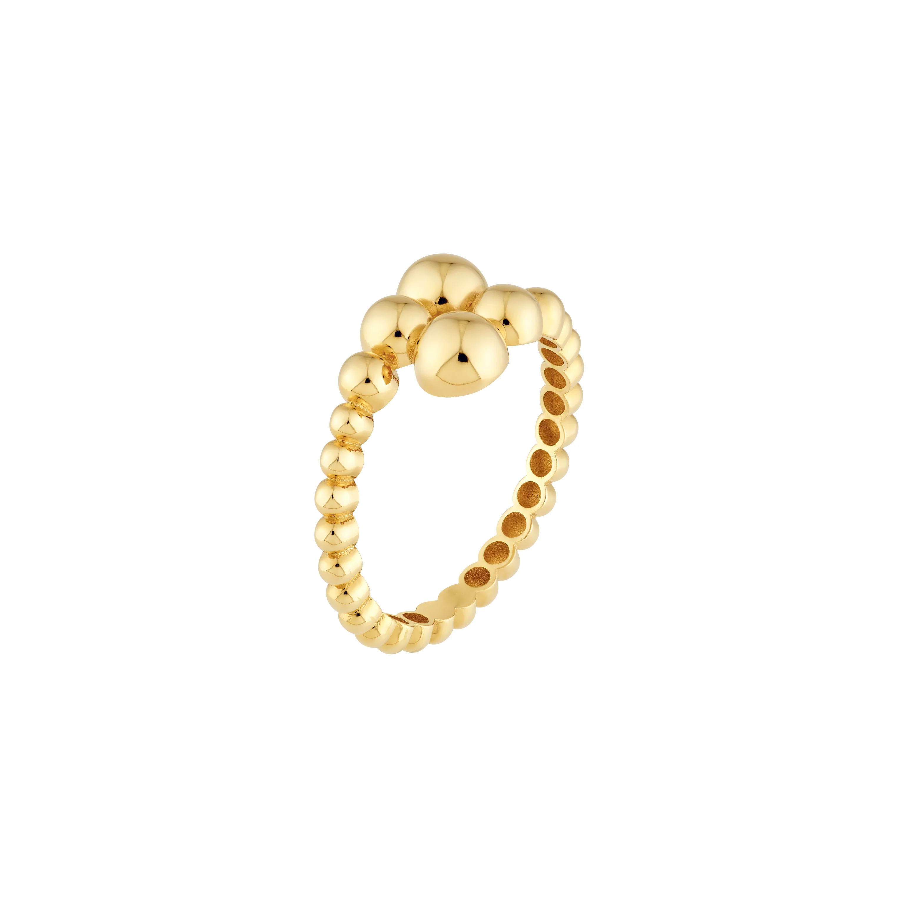 Sabel Collection Yellow Gold Beaded Bypass Ring - Image 2