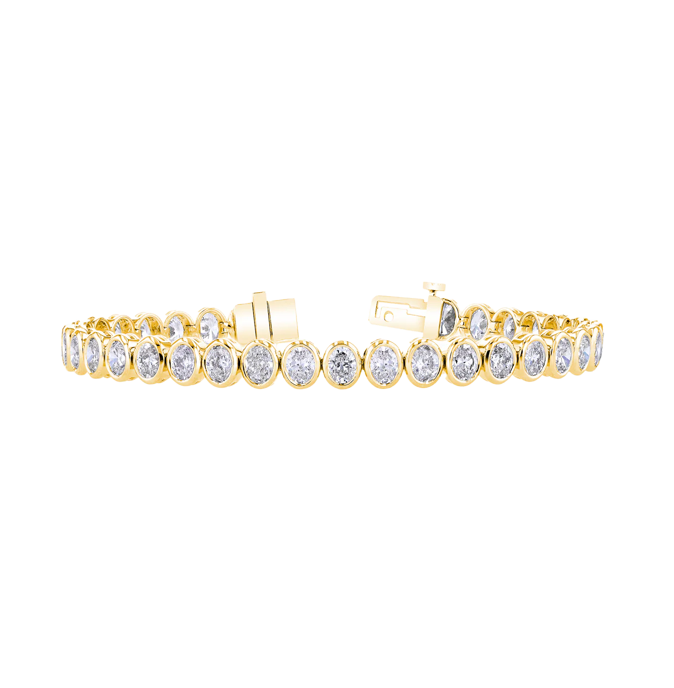 Sabel Collection Yellow Gold Bezel Set Oval Diamond Tennis Bracelet