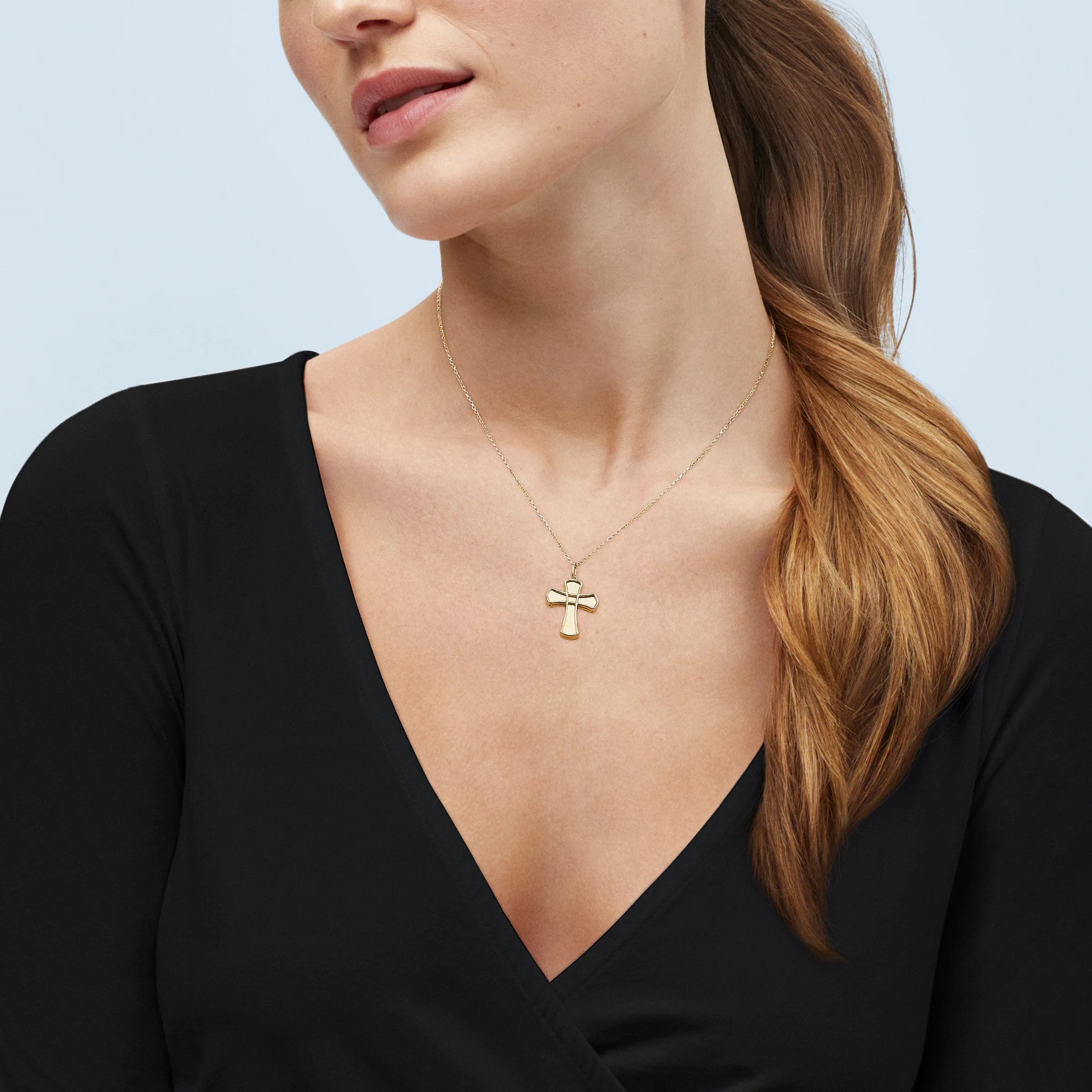 Sabel Collection Yellow Gold Cross Necklace - Image 4