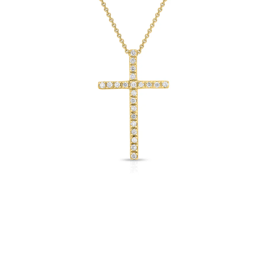 Sabel Collection Yellow Gold Cross Necklace with Diamonds