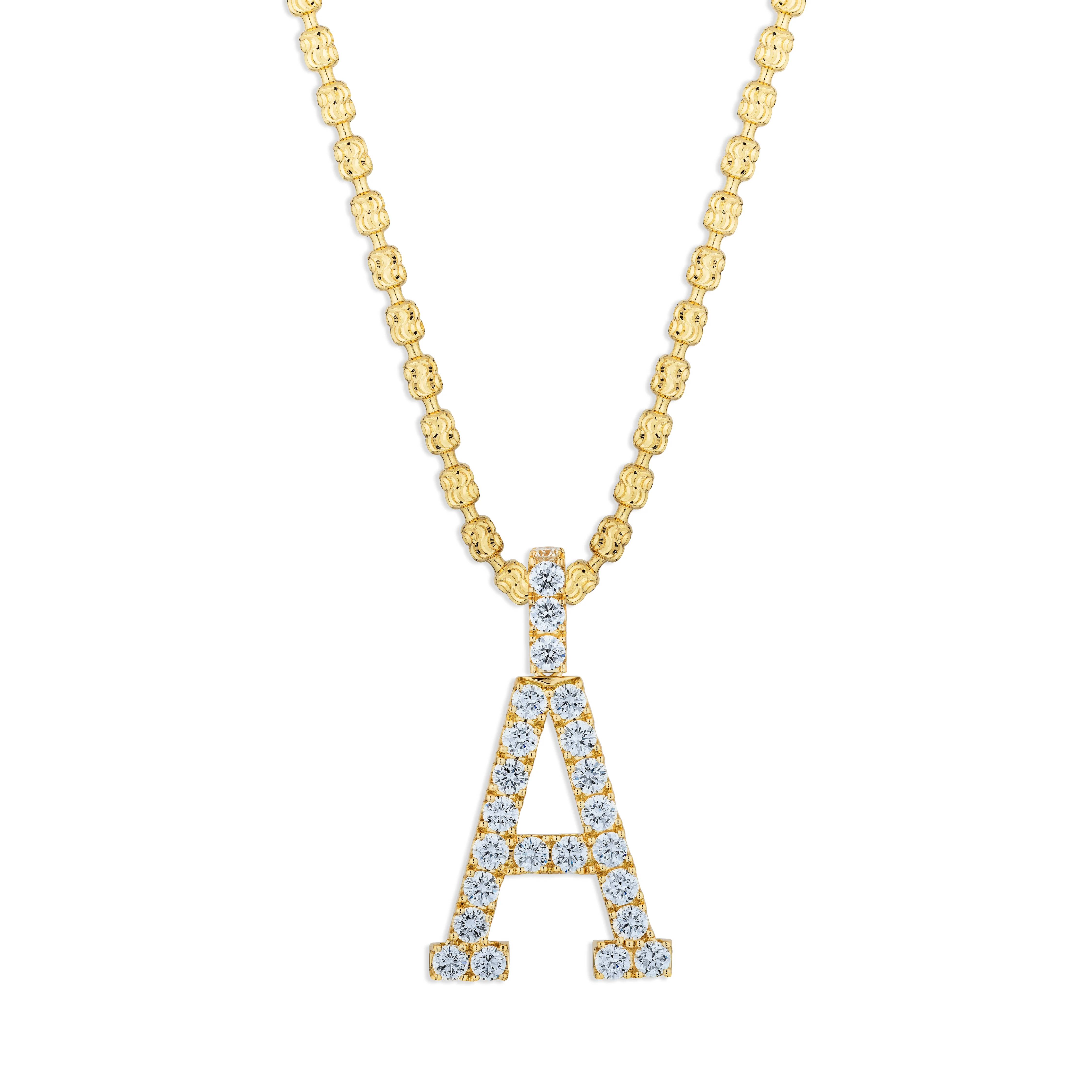 Sabel Collection Yellow Gold Diamond A Initial Pendant