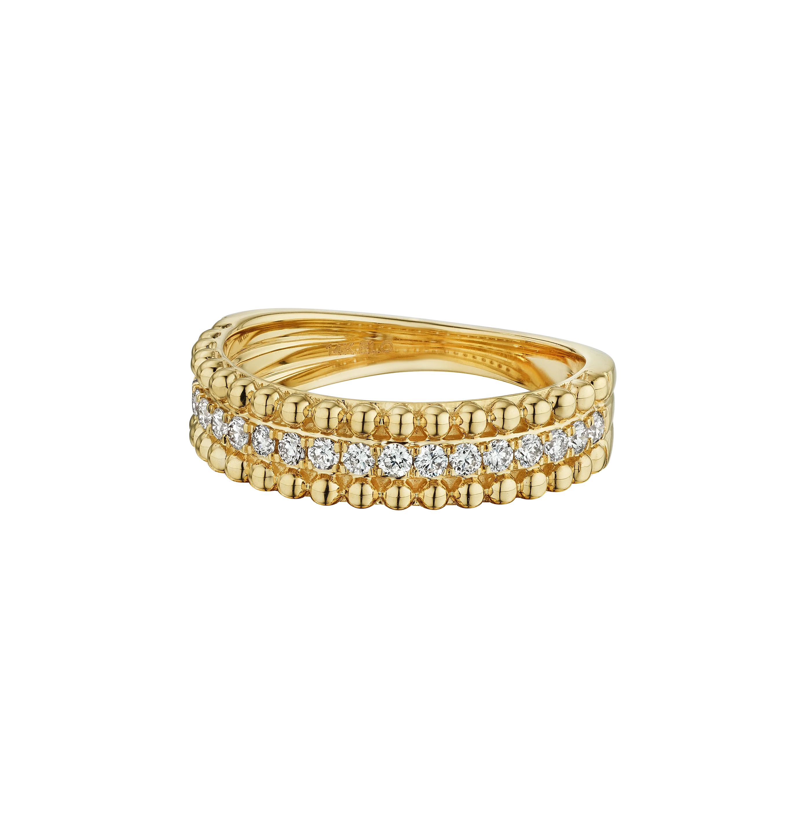 Sabel Collection Yellow Gold Diamond and Beaded Band