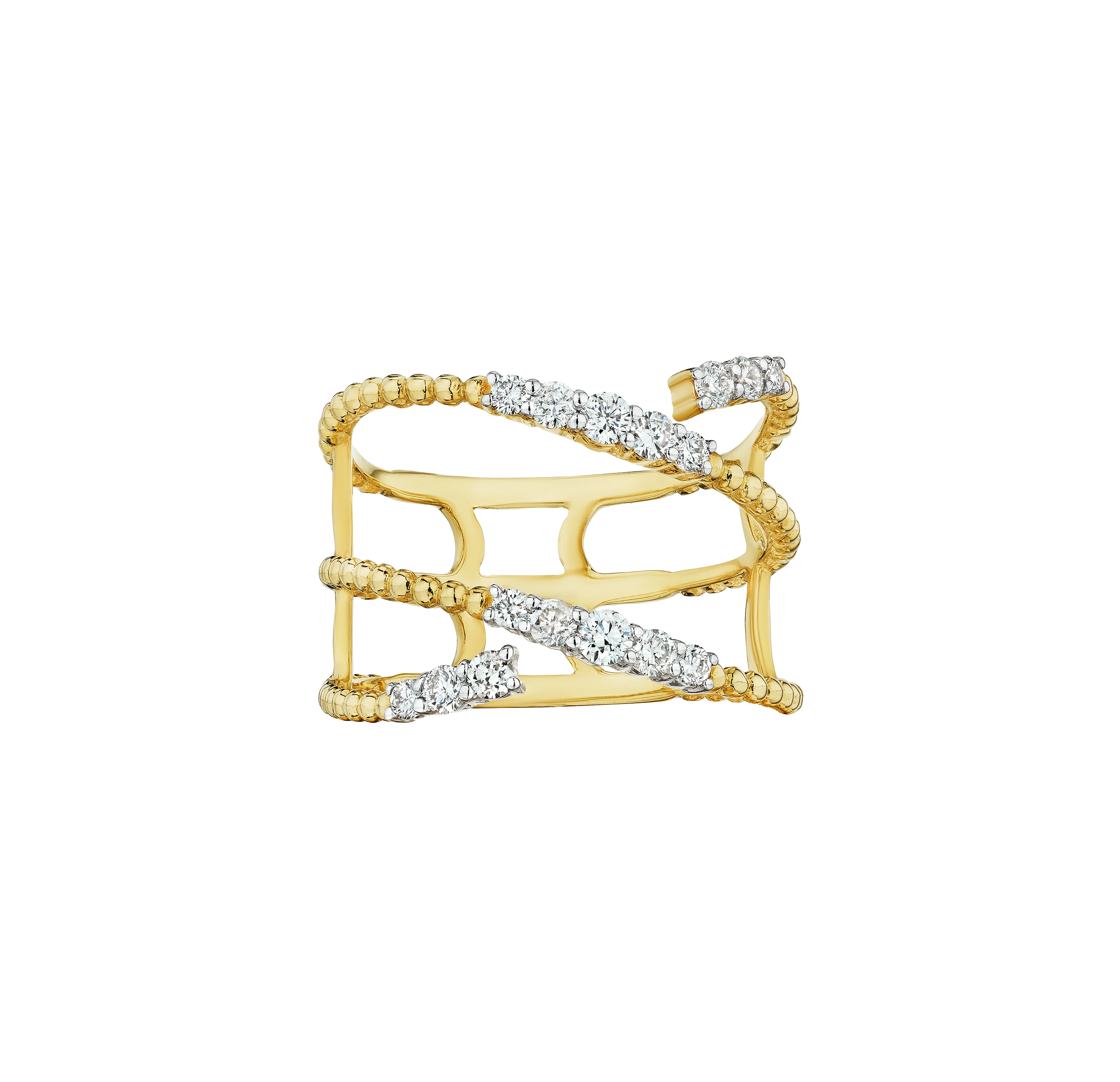 Sabel Collection Yellow Gold Diamond and Beaded Wrap Ring