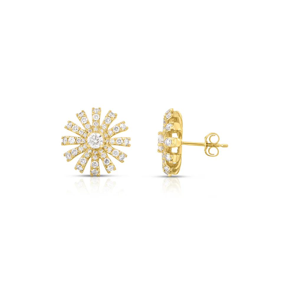 Sabel Collection Yellow Gold Diamond Burst Stud Earrings