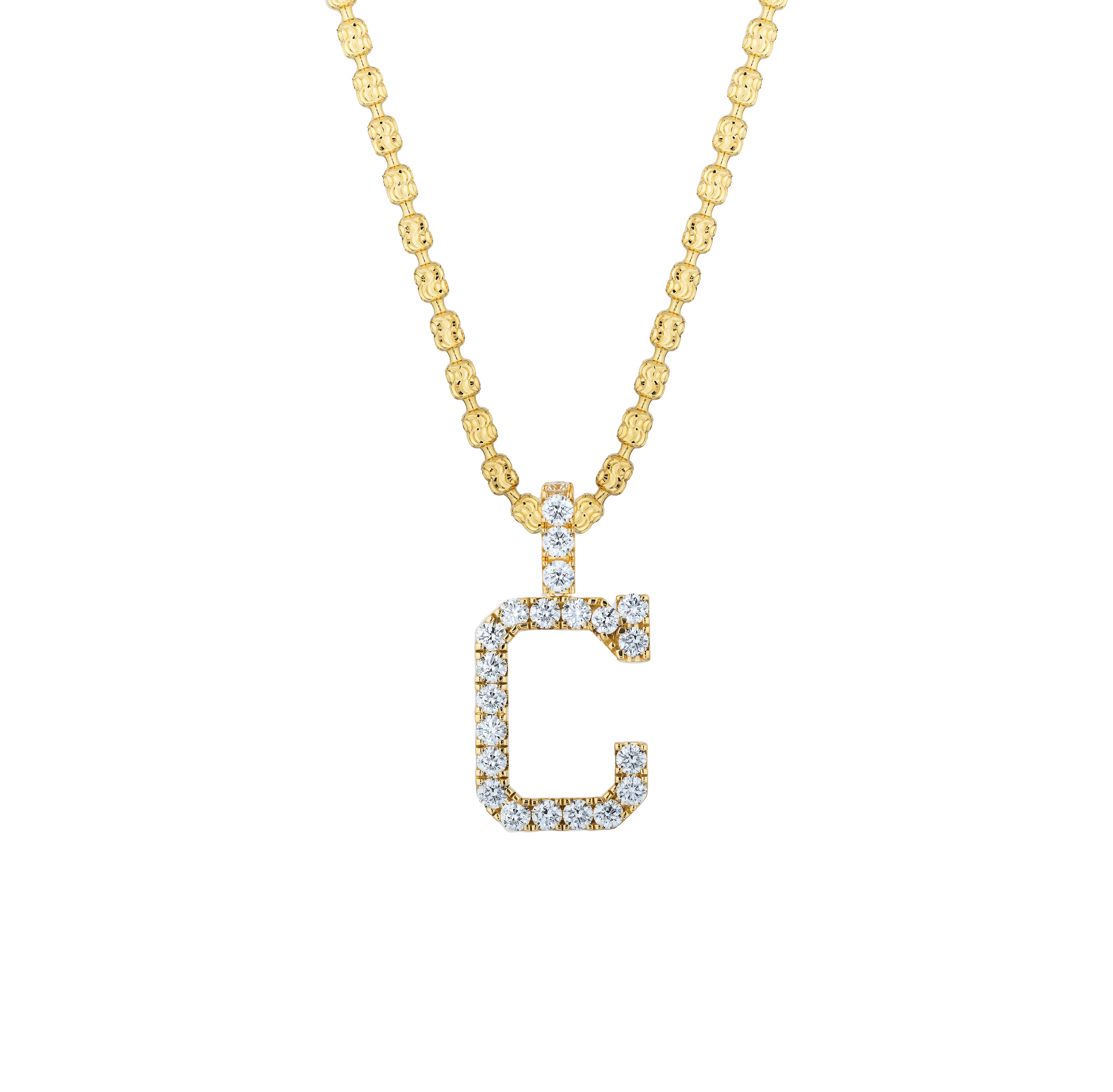 Sabel Collection Yellow Gold Diamond C Initial Pendant