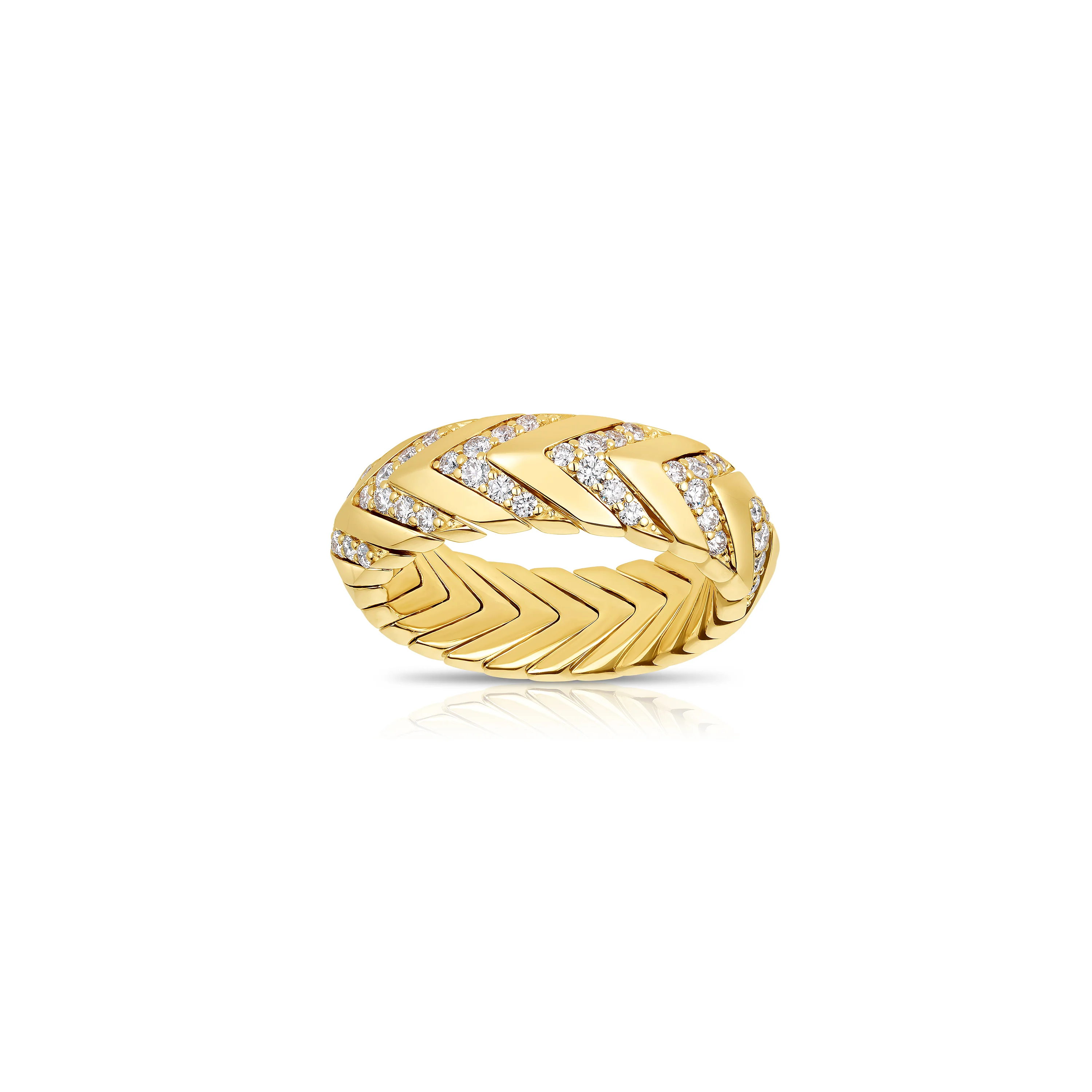 Sabel Collection Yellow Gold Diamond Chevron Stretch Band