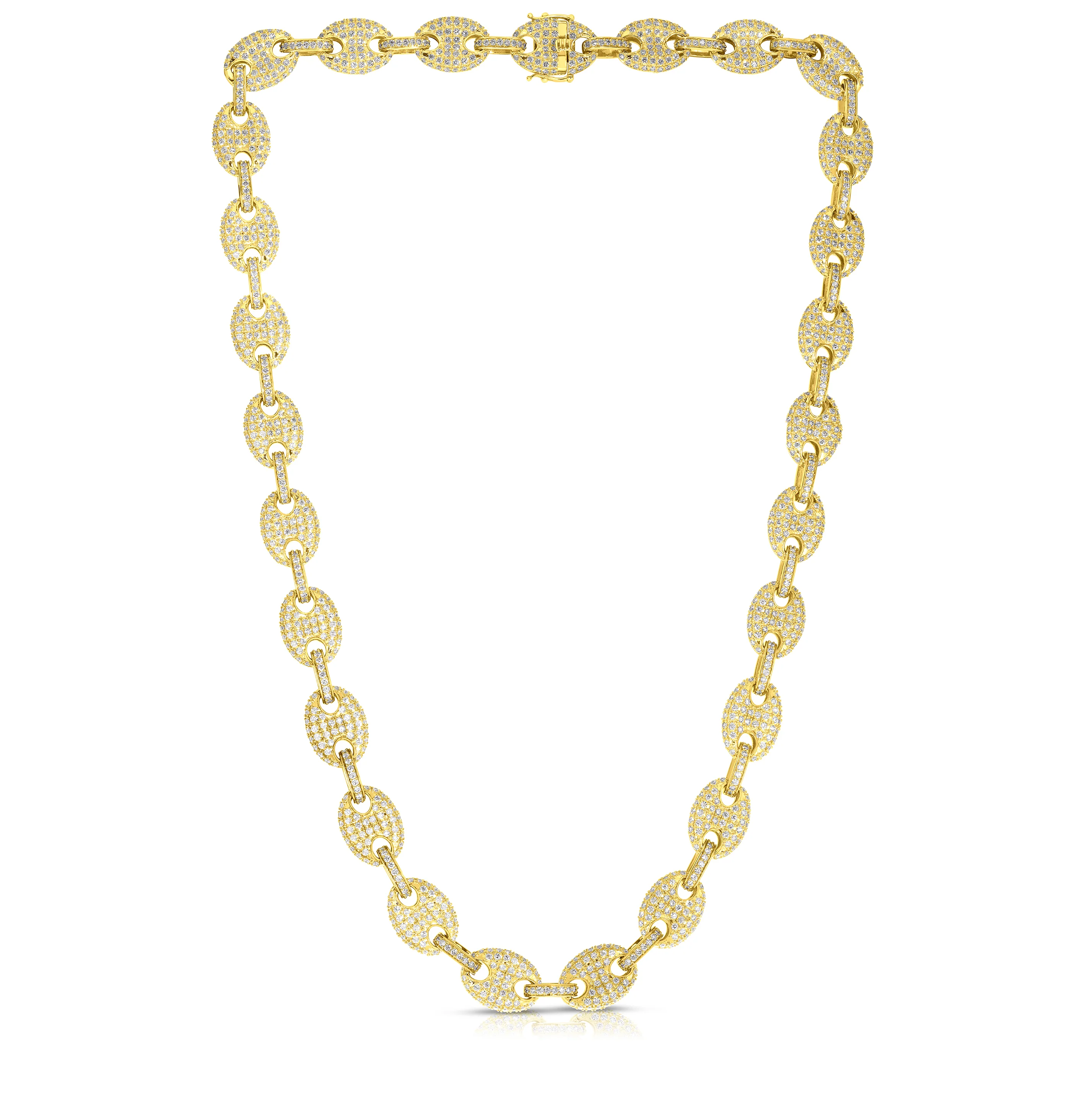 Sabel Collection Yellow Gold Diamond Cluster Oval Link Necklace - Image 2