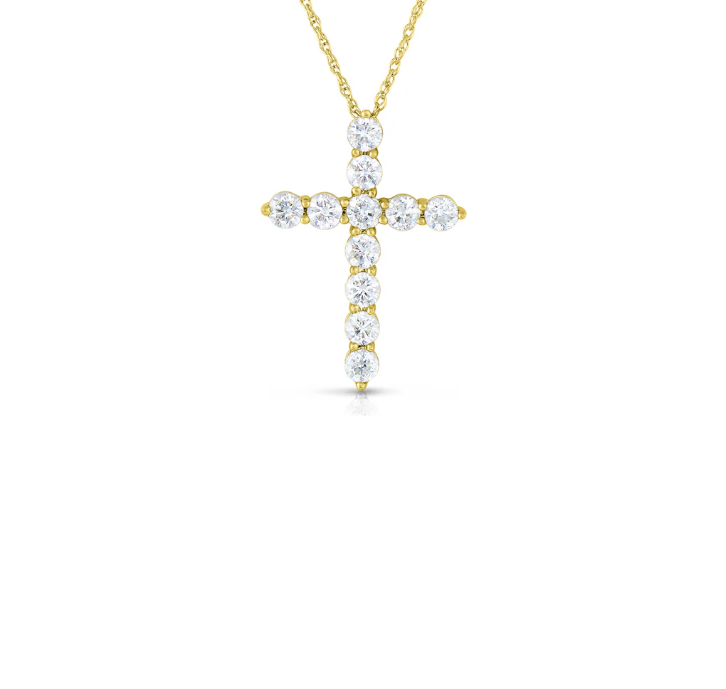 Sabel Collection Yellow Gold Diamond Cross Necklace, 18"
