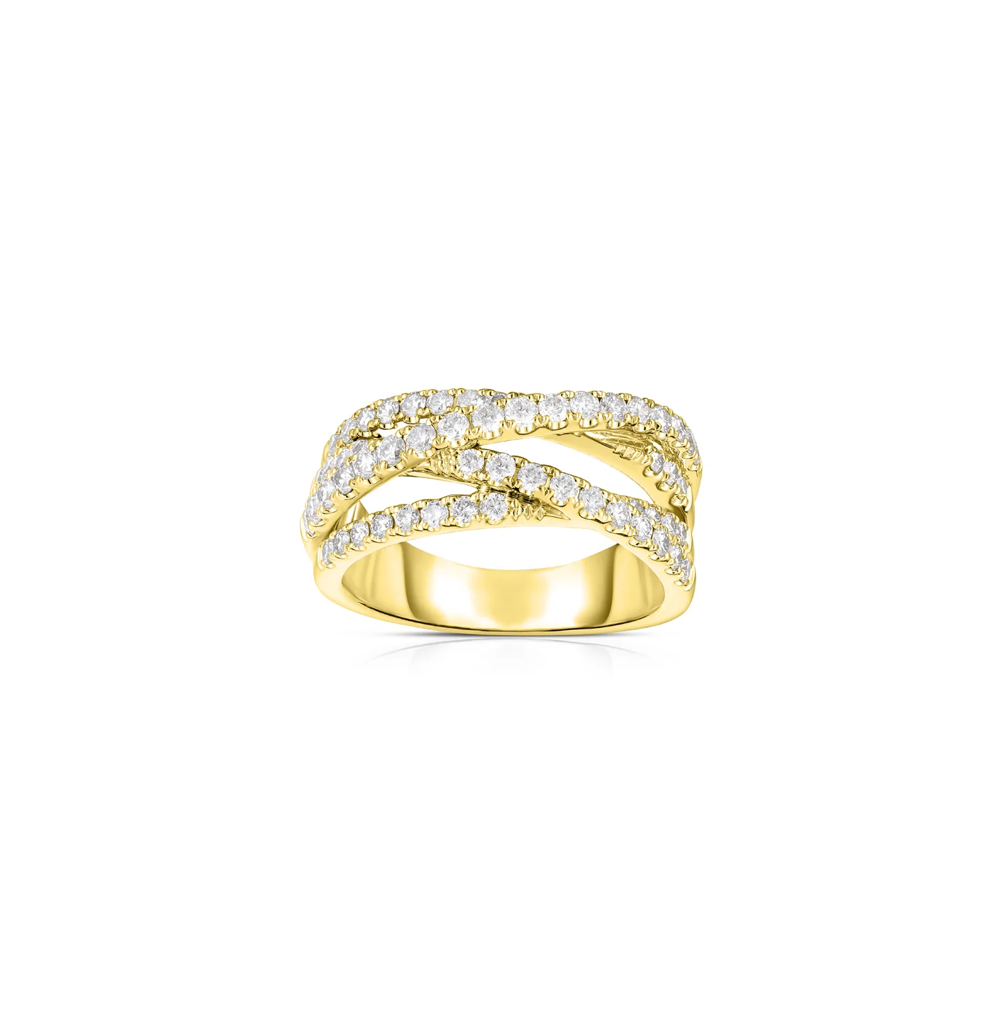 Sabel Collection Yellow Gold Diamond Crossover Ring