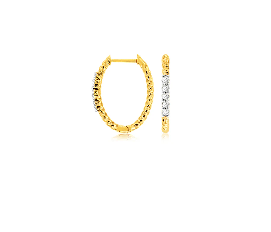 Sabel Collection Yellow Gold Diamond Hoop Earrings
