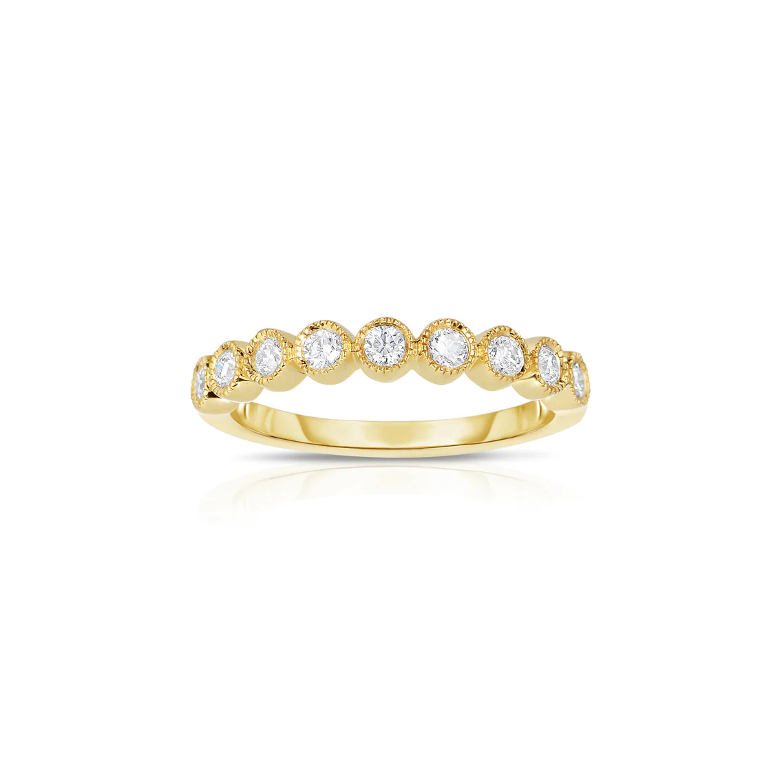 Sabel Collection Yellow Gold Diamond Milgrain Ring