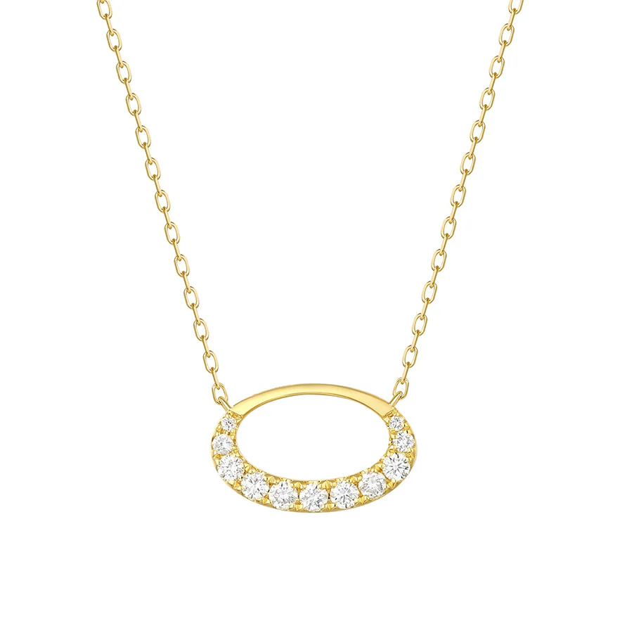 Sabel Collection Yellow Gold Diamond Open Oval Pendant