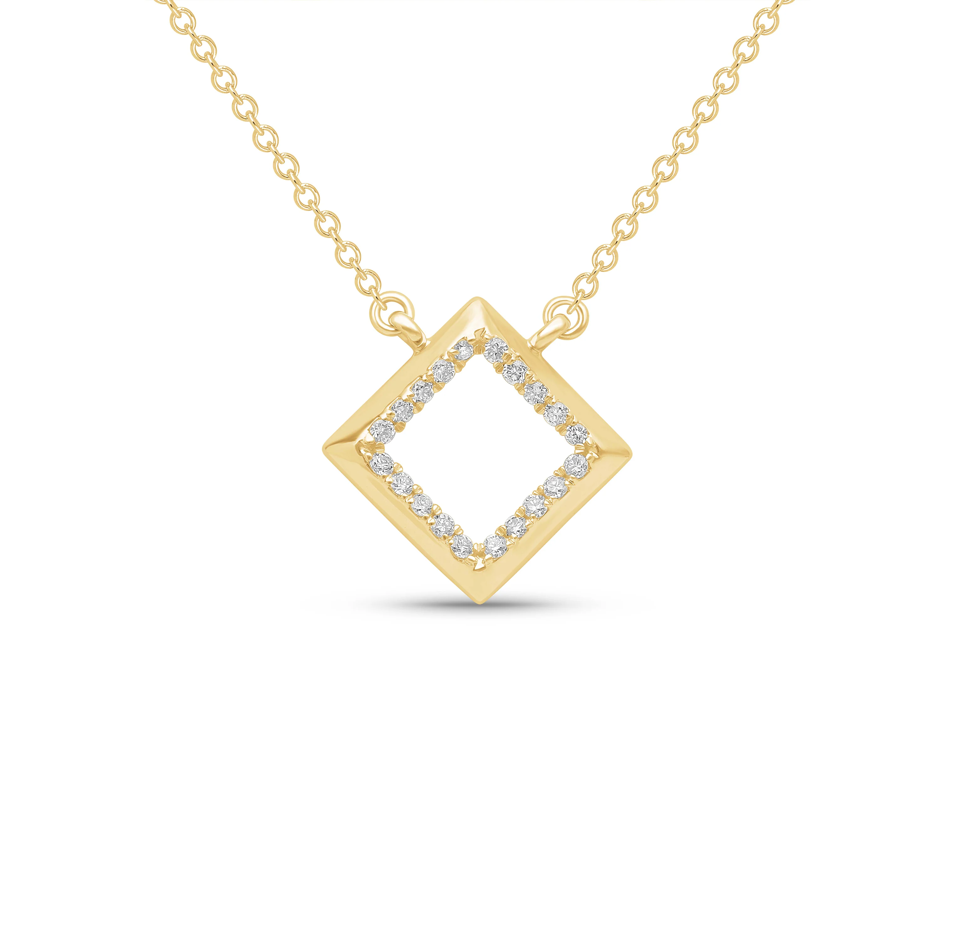 Sabel Collection Yellow Gold Diamond Open Square Pendant
