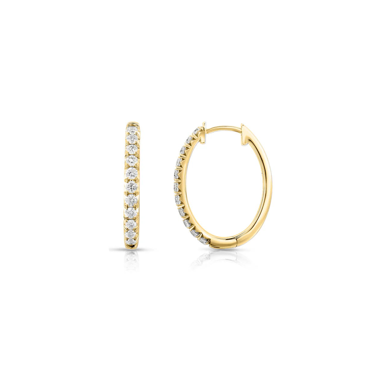 Sabel Collection Yellow Gold Diamond Oval Hoop Earrings