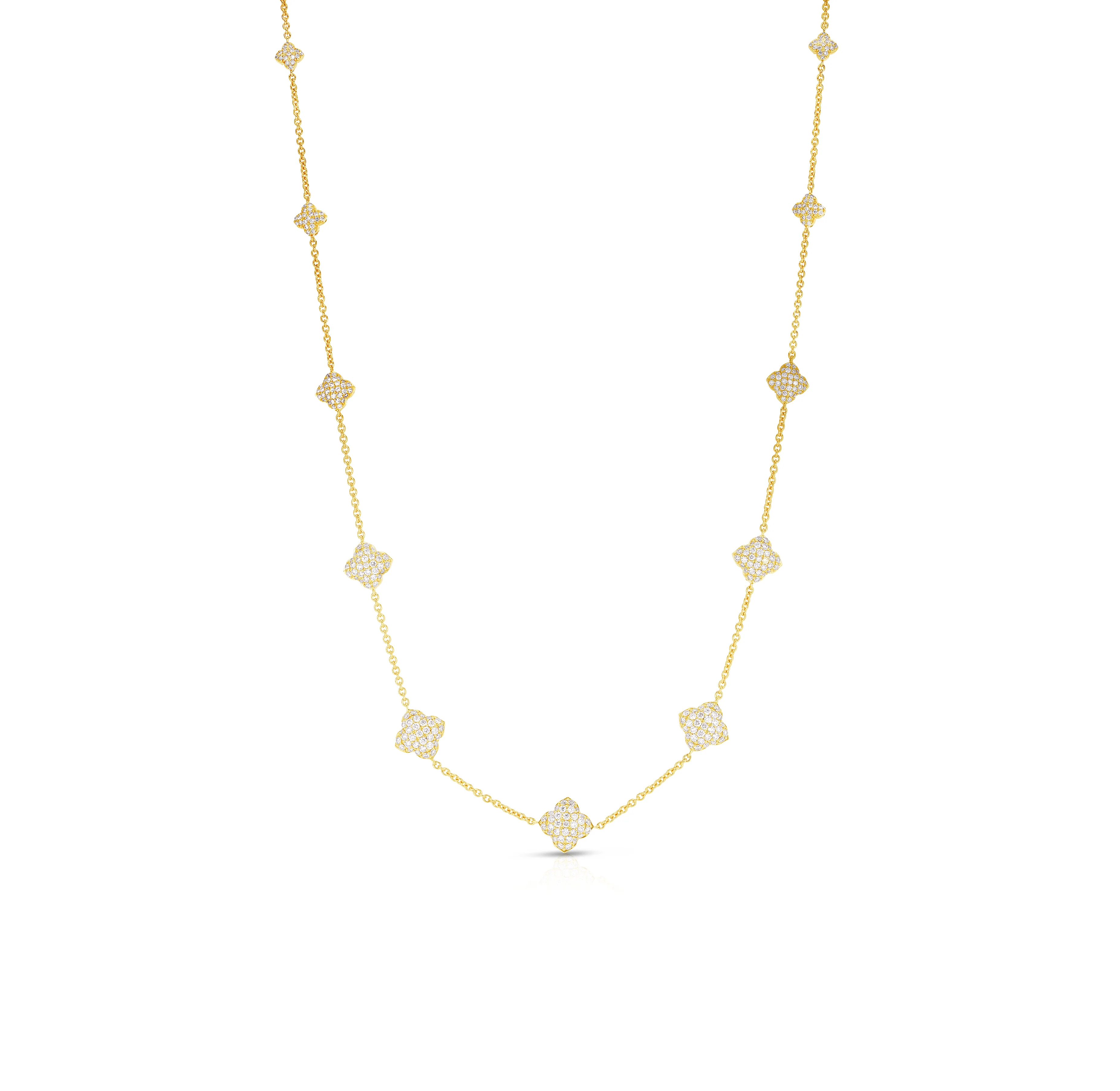 Sabel Collection Yellow Gold Diamond Quatrefoil Station Necklace